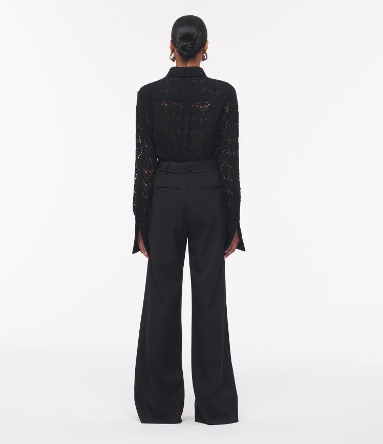Another Tomorrow Lace Mens Shirt in Black – Cotton