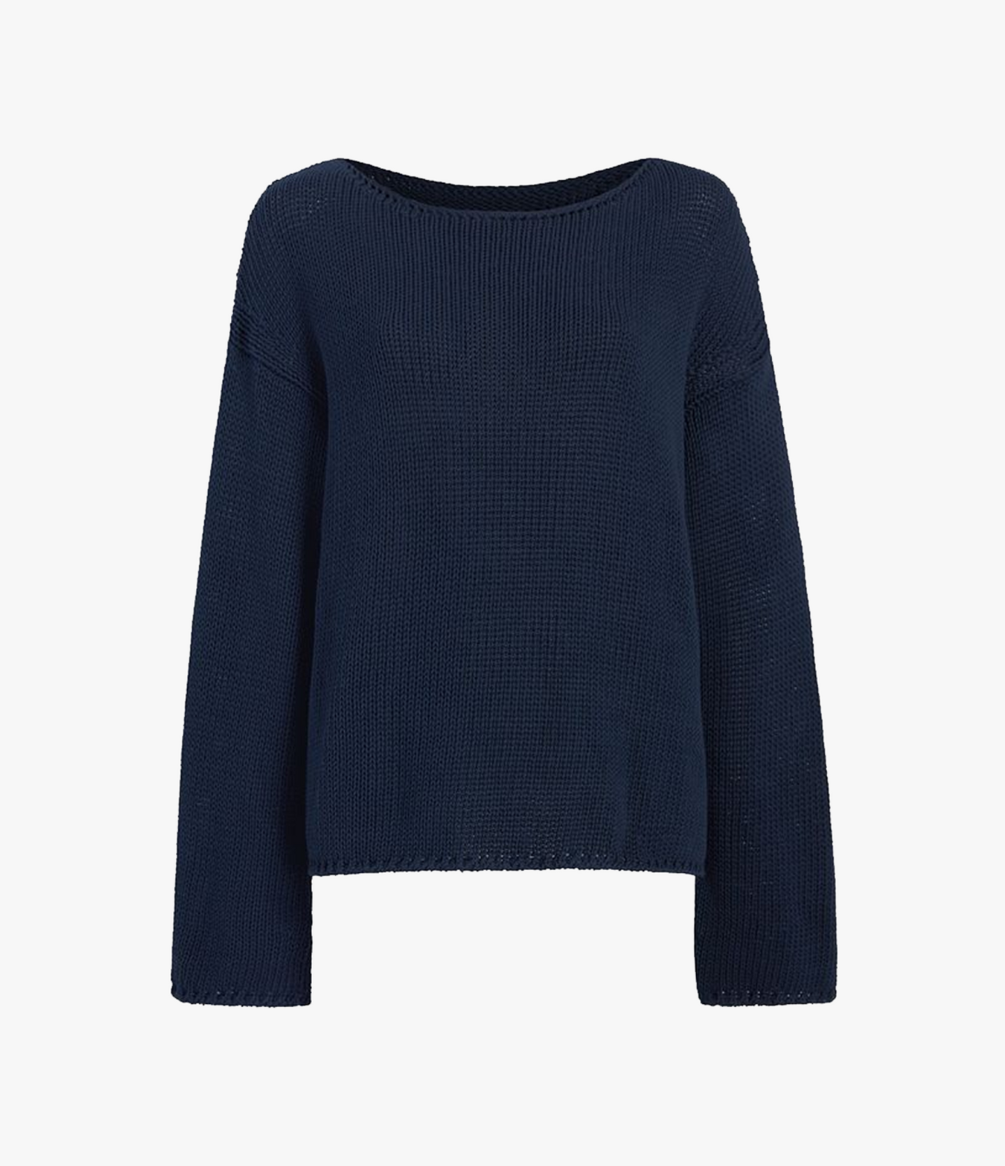 Another Tomorrow Draped Knit Sweater in Navy – Cotton Women's Knitwear