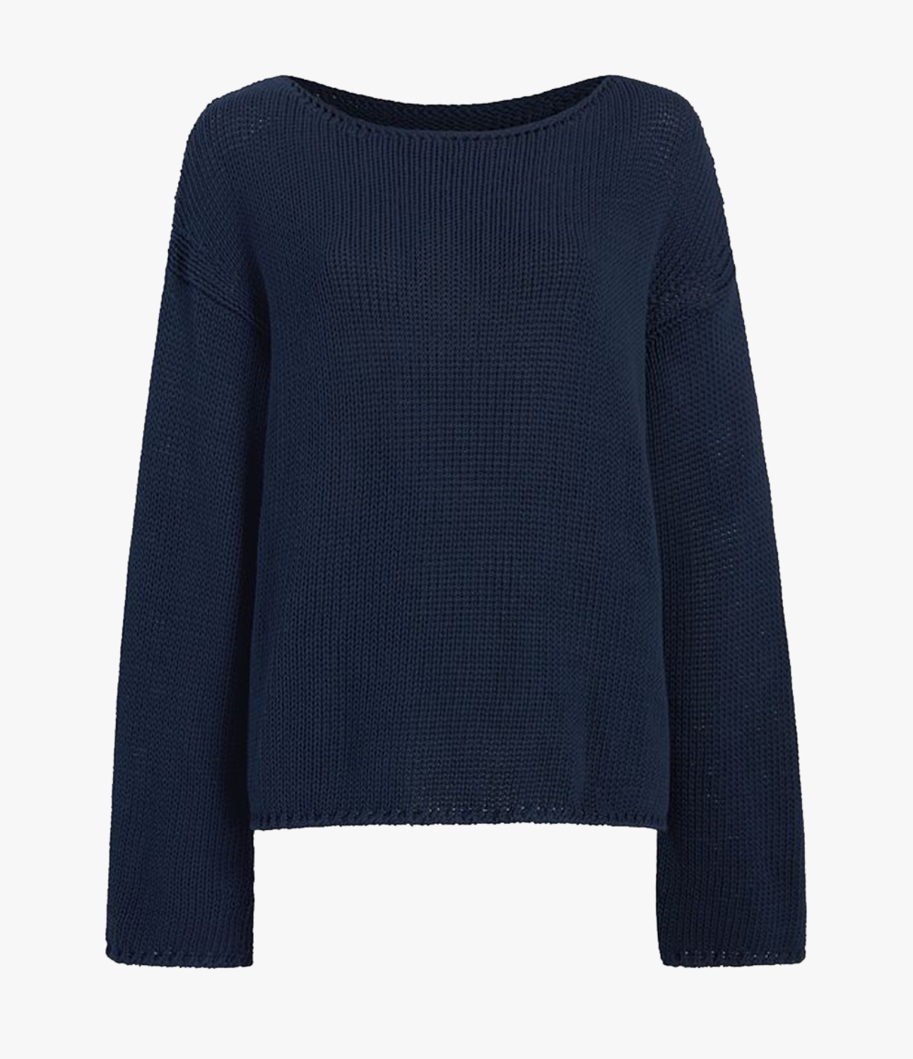 Another Tomorrow Draped Knit Sweater in Navy – Cotton Women's Knitwear