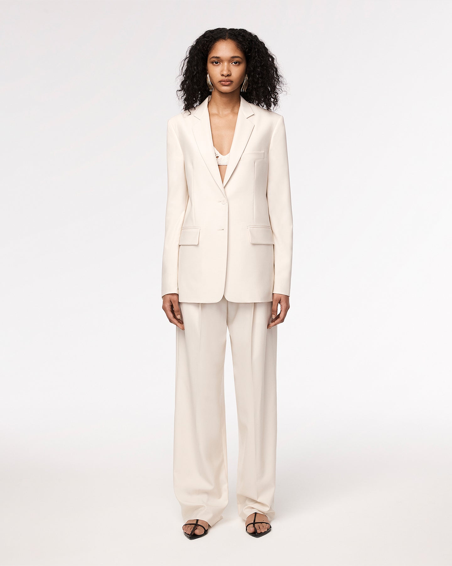Another Tomorrow Oversized Blazer in Parchment – Wool Women's Jacket
