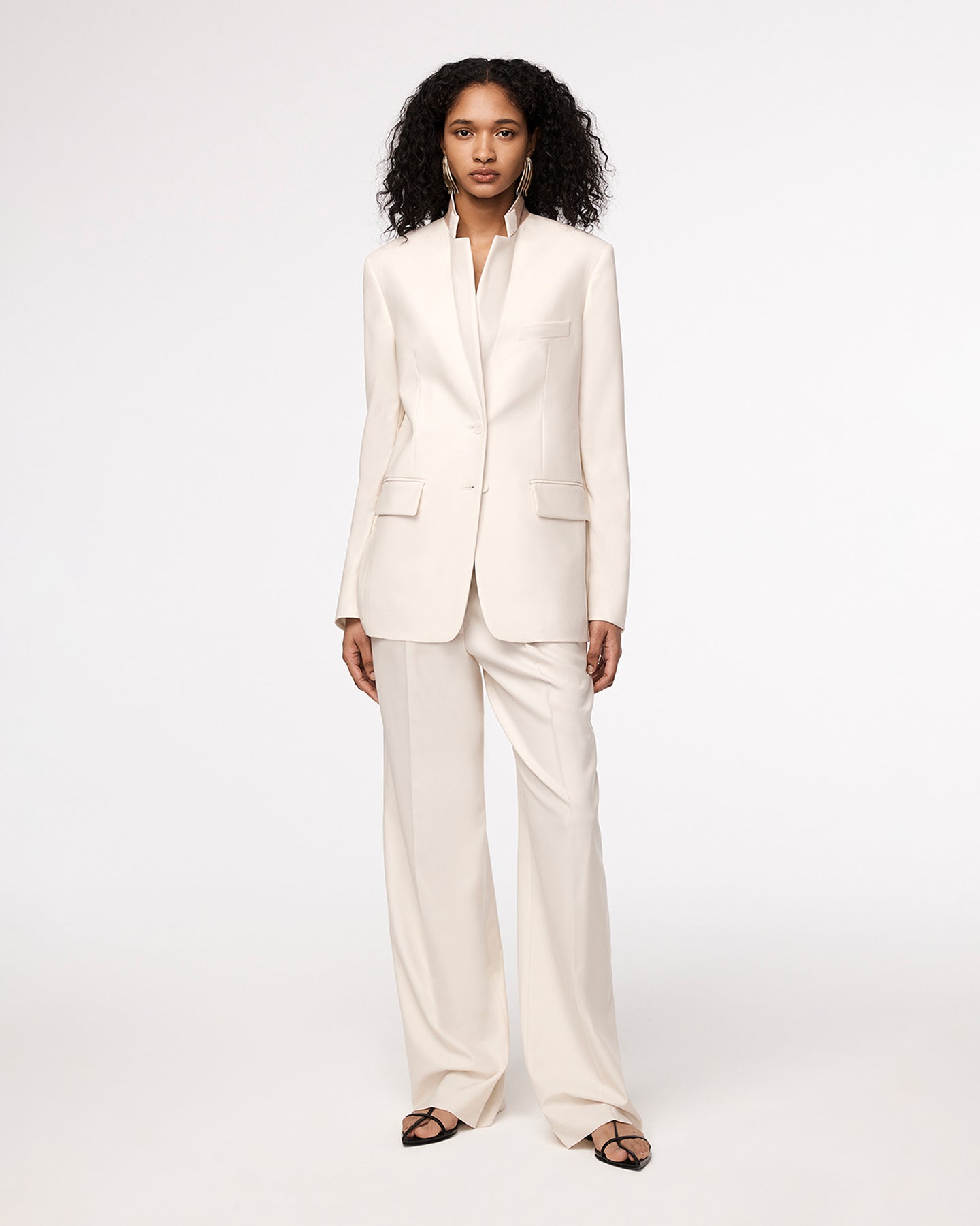 Another Tomorrow Oversized Blazer in Parchment – Wool Women's Jacket