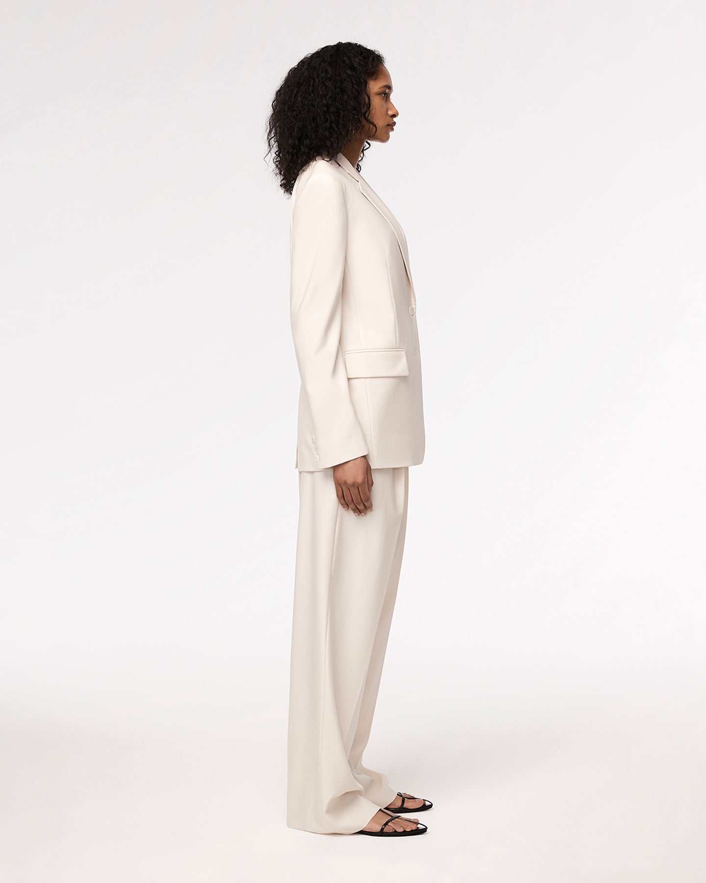 Another Tomorrow Oversized Blazer in Parchment – Wool Women's Jacket