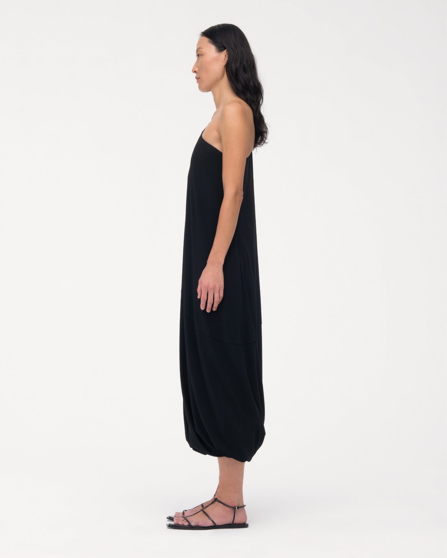 One Shoulder Bubble Sheath | Black in black