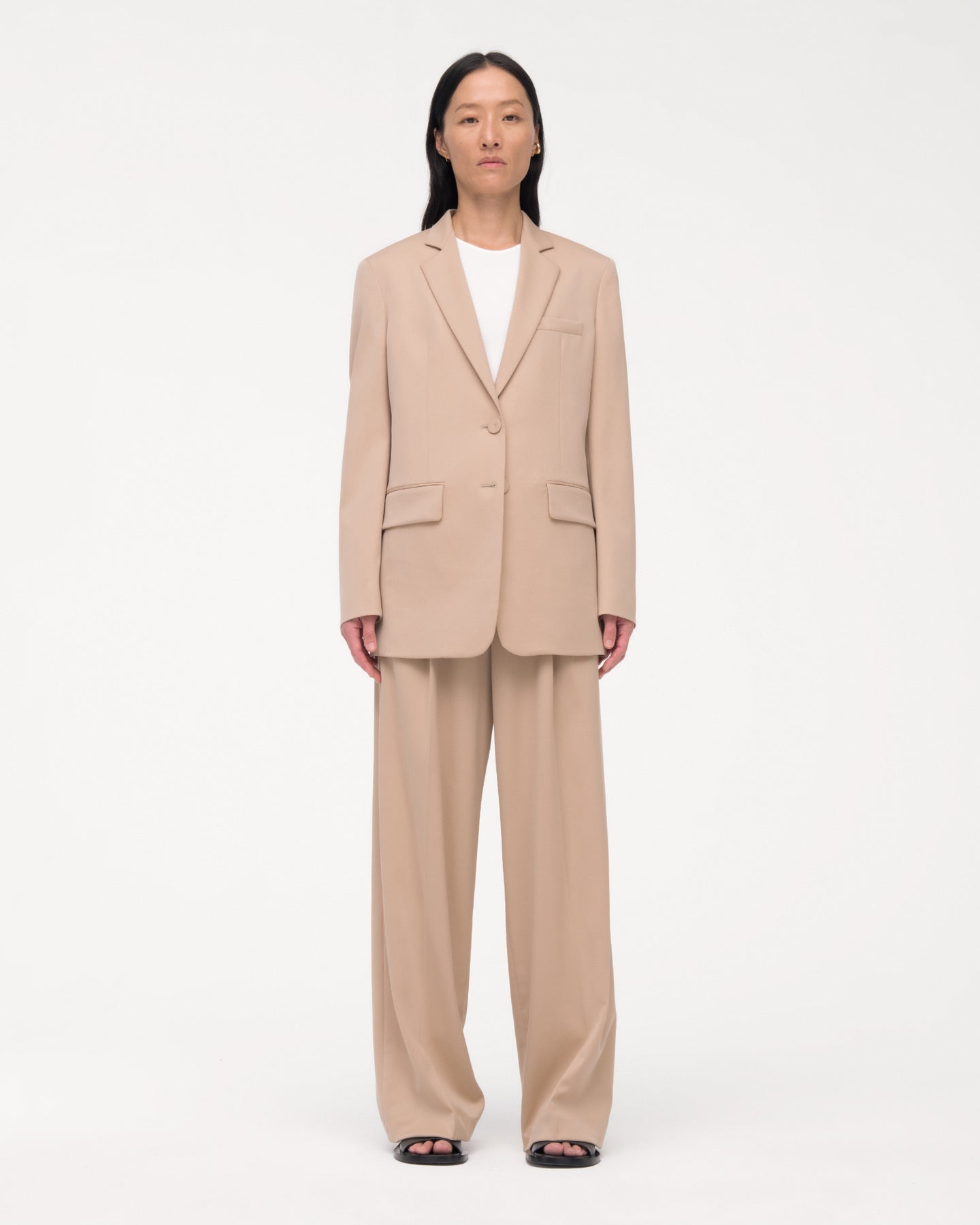 Another Tomorrow Oversized Blazer in Khaki – Wool Women's Jacket