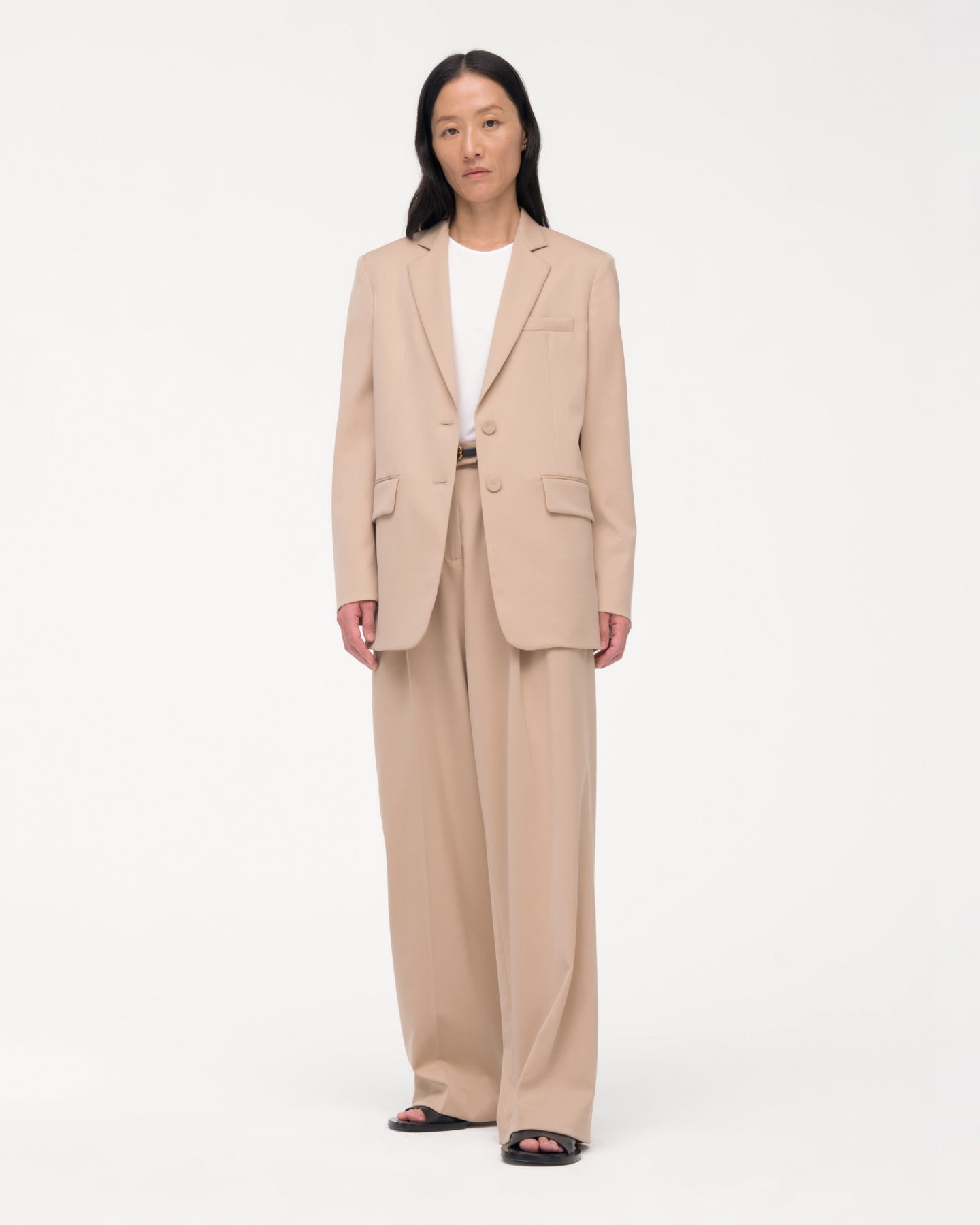 Another Tomorrow Oversized Blazer in Khaki – Wool Women's Jacket