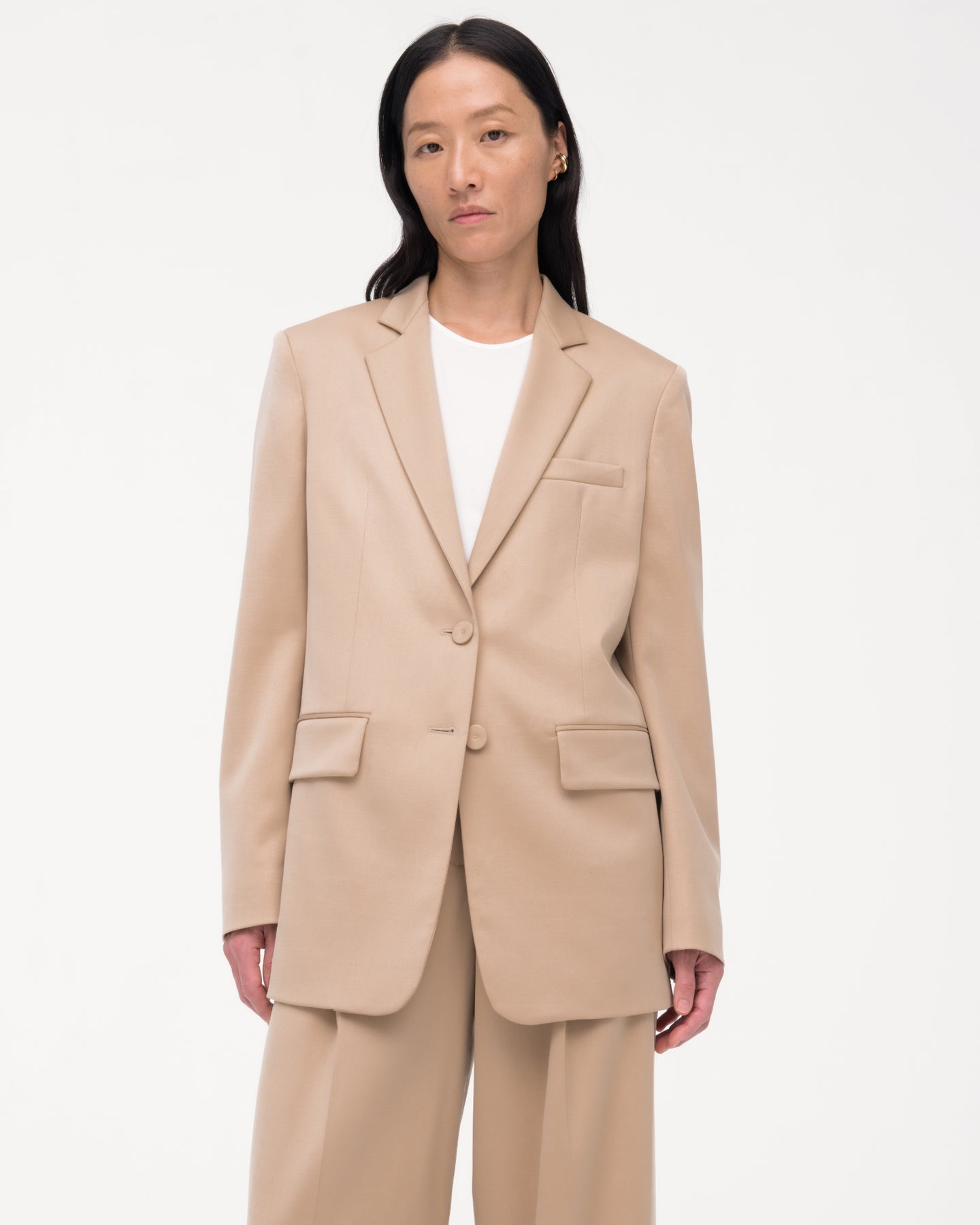 Another Tomorrow Oversized Blazer in Khaki – Wool Women's Jacket