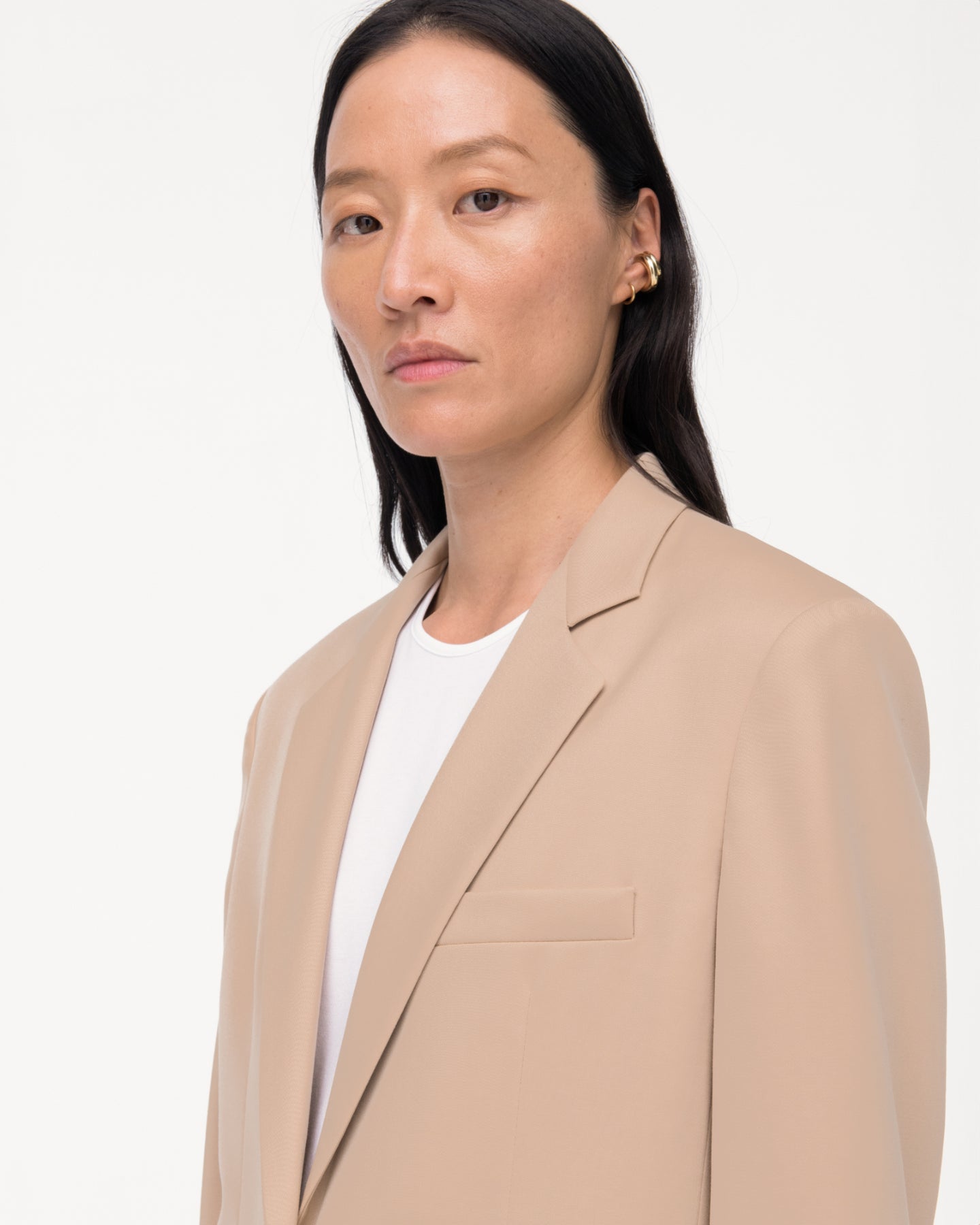 Another Tomorrow Oversized Blazer in Khaki – Wool Women's Jacket