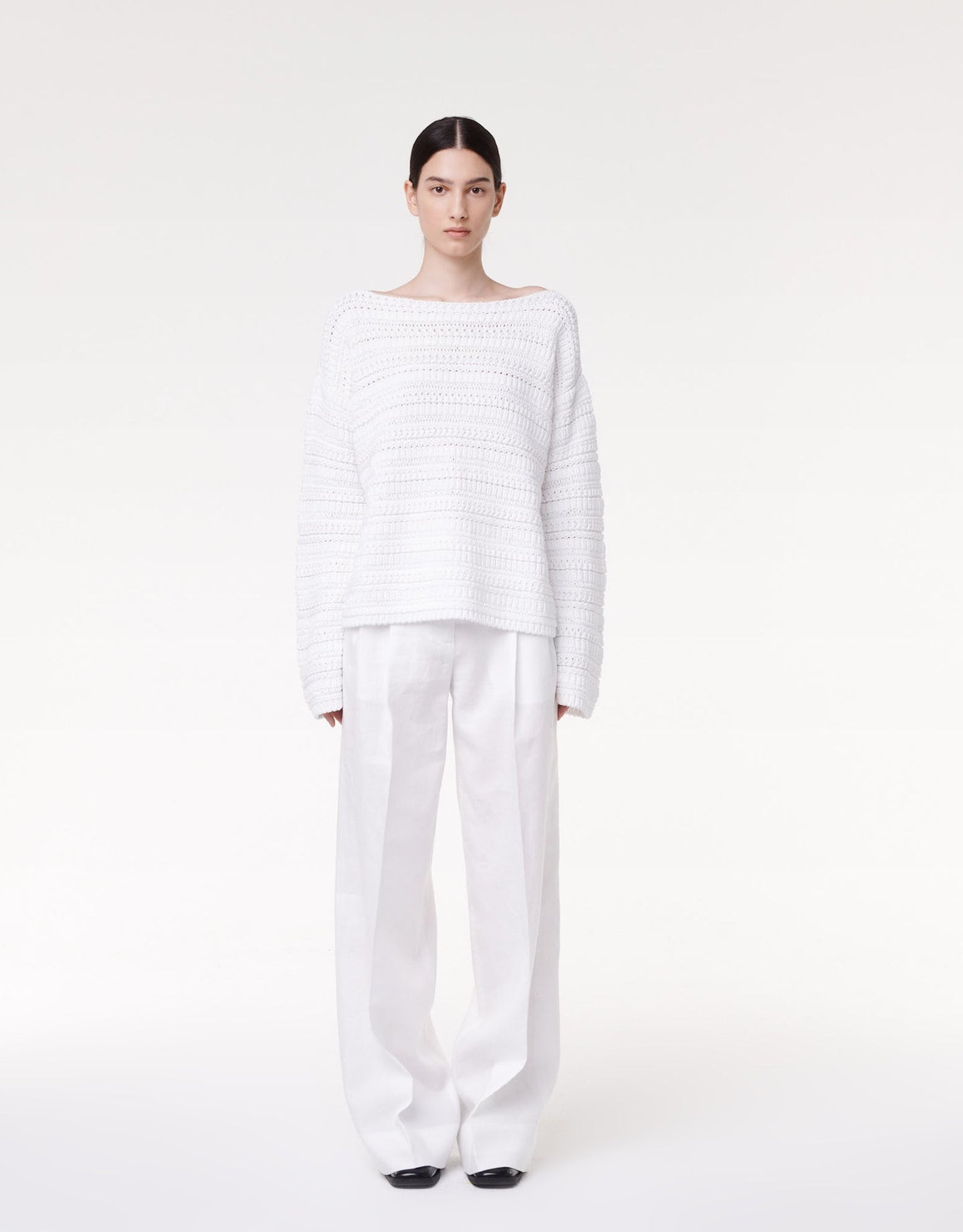 Oversized Textured Sweater - Resale | White
