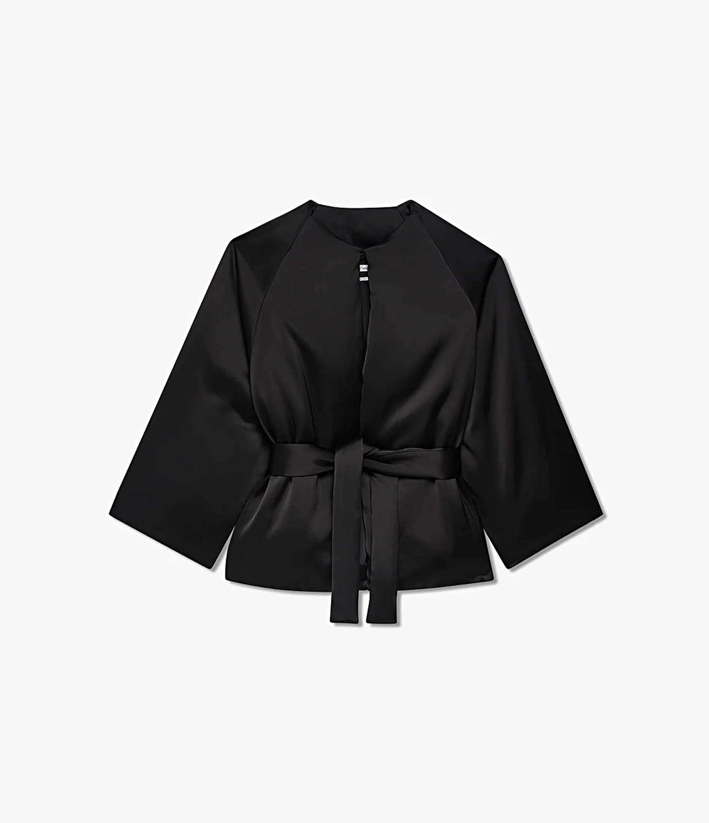 Another Tomorrow Padded Wrap Coat in Black – Satin Women's Outerwear