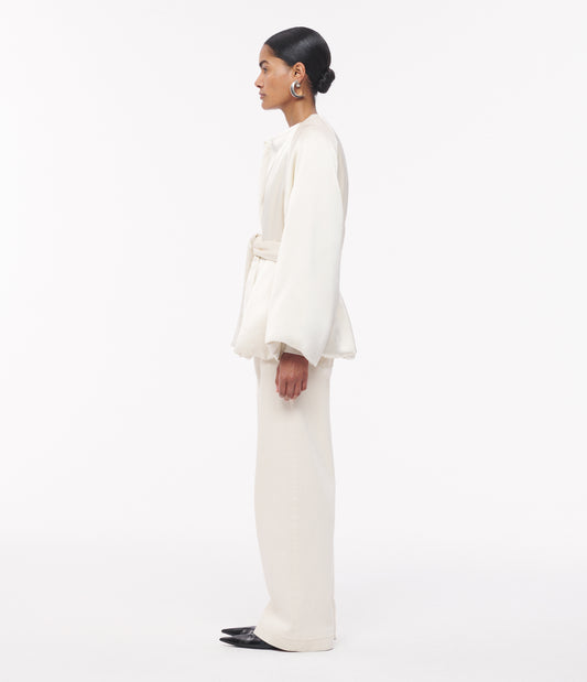 Another Tomorrow Padded Wrap Coat in Cream – Satin Women's Outerwear