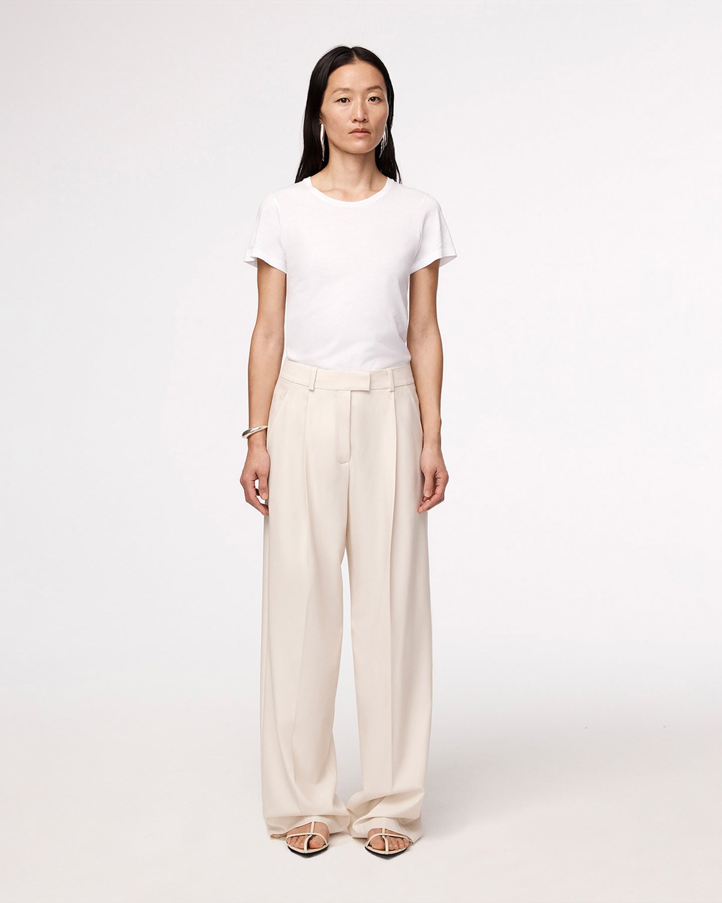 Another Tomorrow Crew Neck T-Shirt in White – Cotton Women's Top