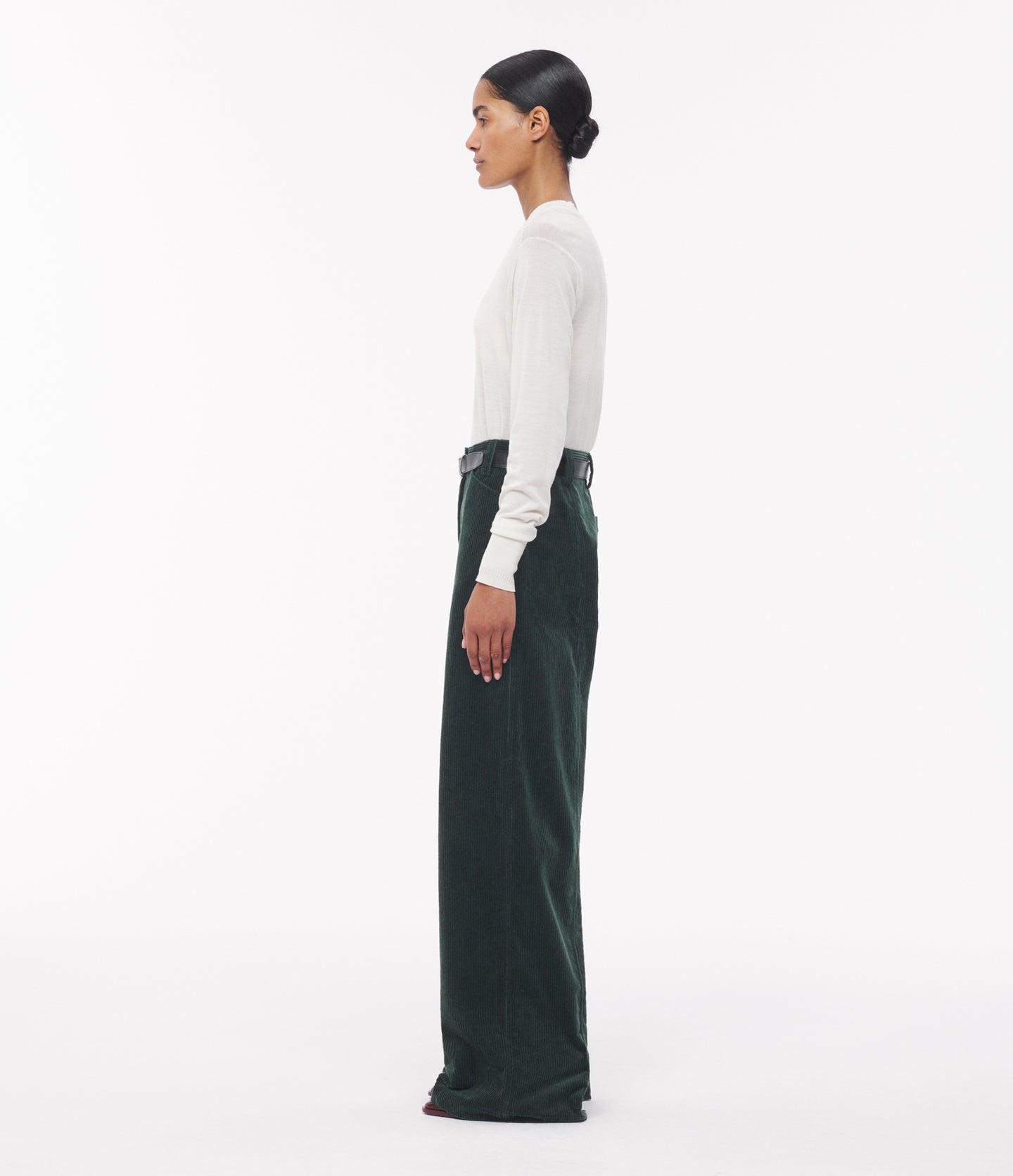 Another Tomorrow Patch Pocket Corduroy Pant in Pine – Cotton Women's Trousers