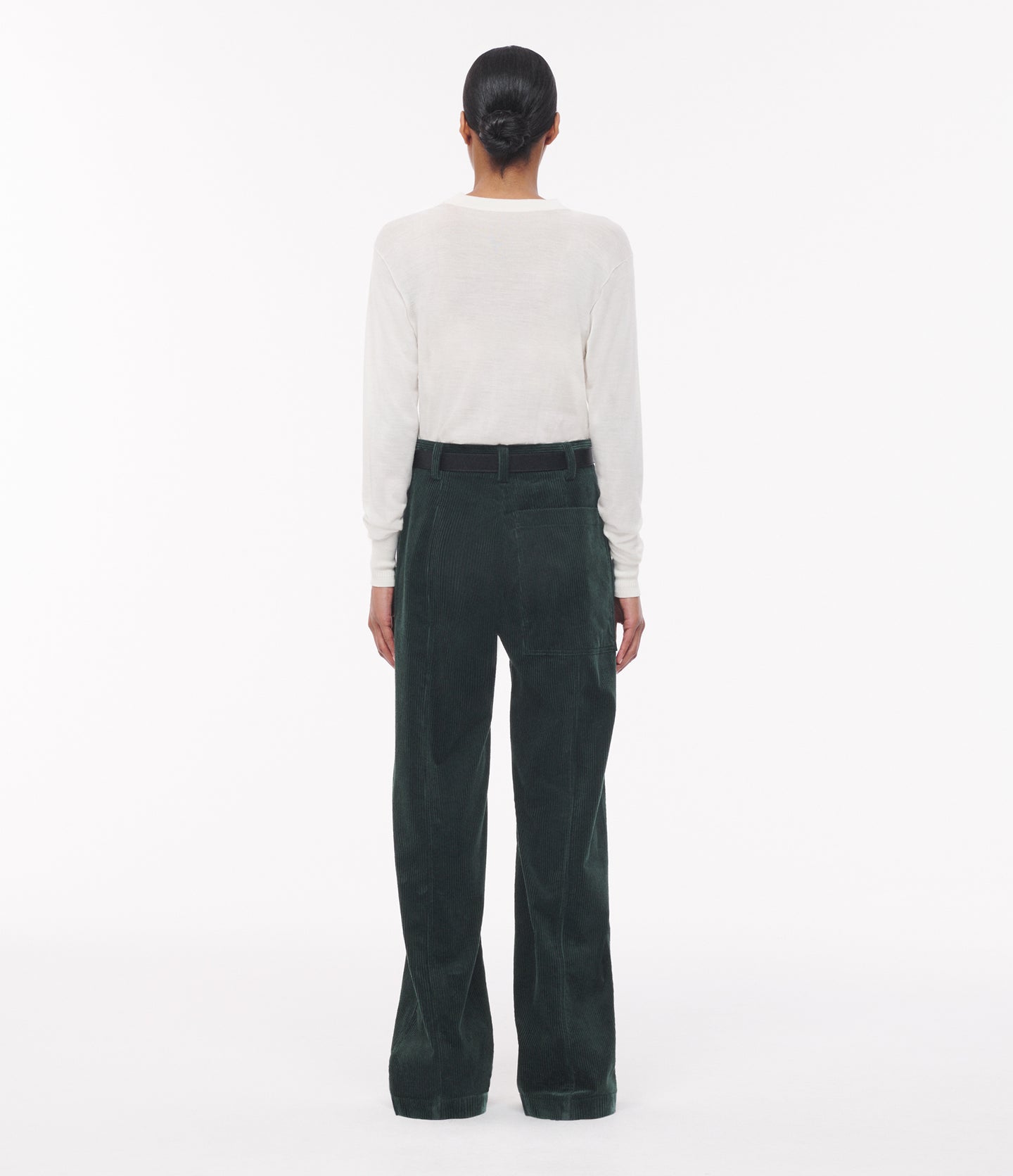 Another Tomorrow Patch Pocket Corduroy Pant in Pine – Cotton Women's Trousers