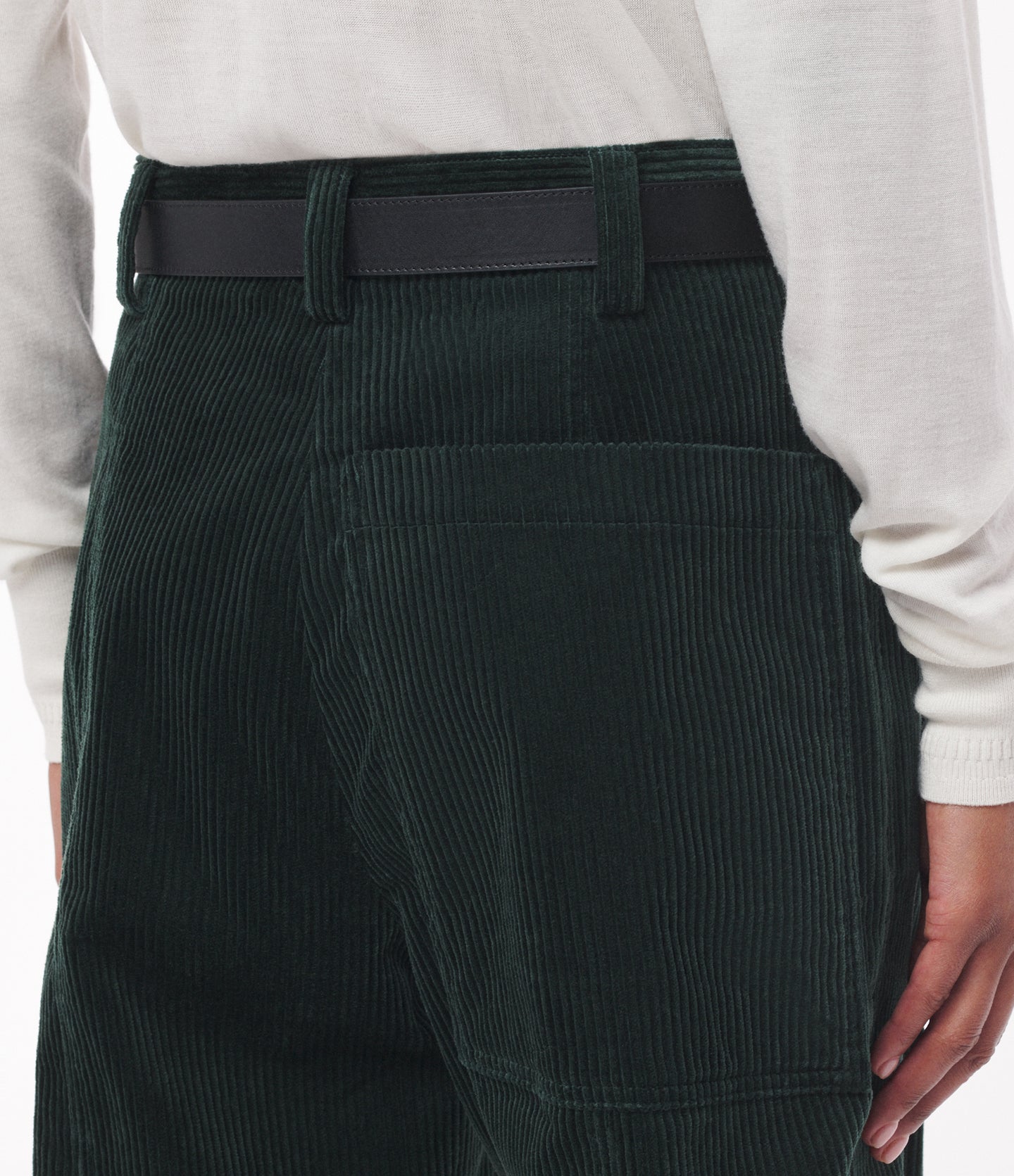 Another Tomorrow Patch Pocket Corduroy Pant in Pine – Cotton Women's Trousers