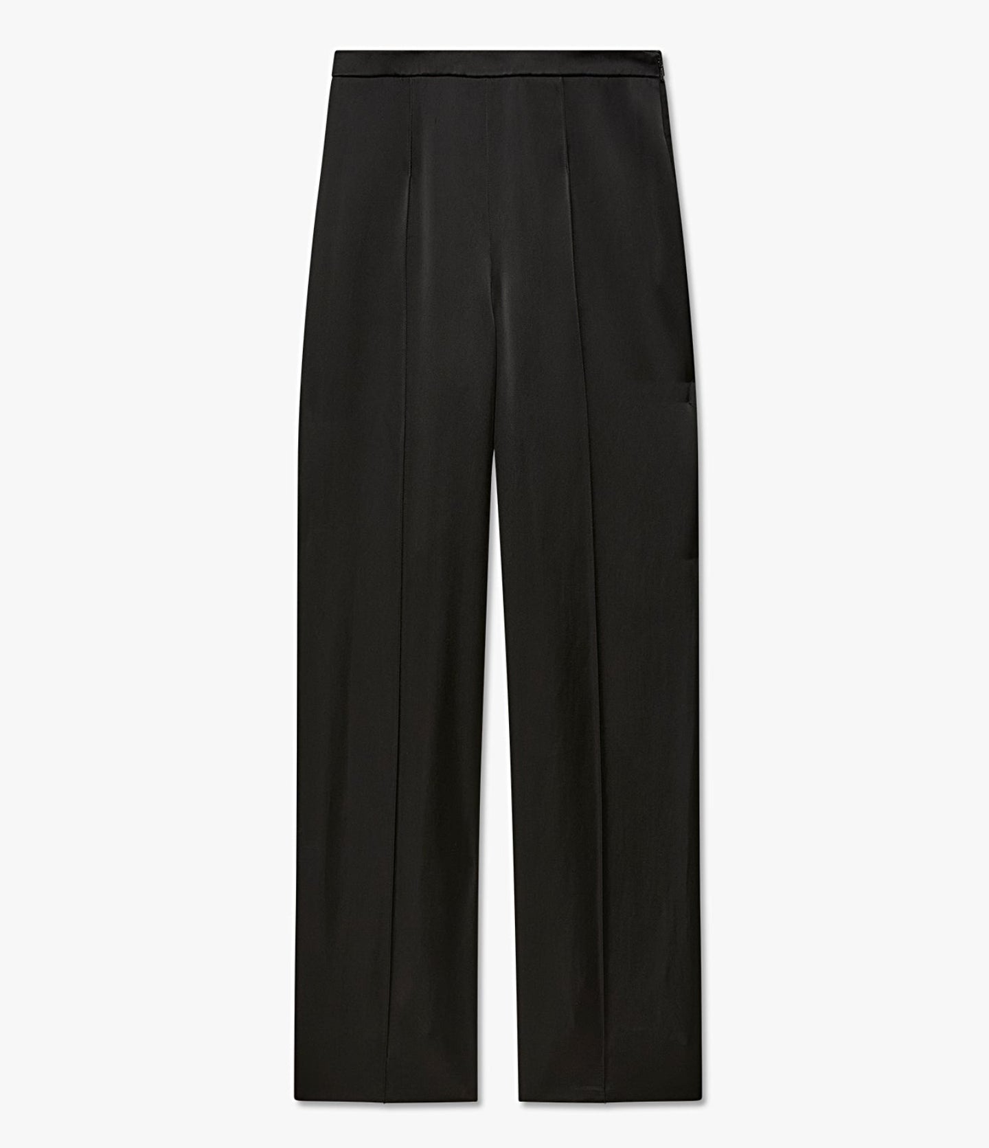 Another Tomorrow Pintuck Trouser in Black – Satin Women's Trousers