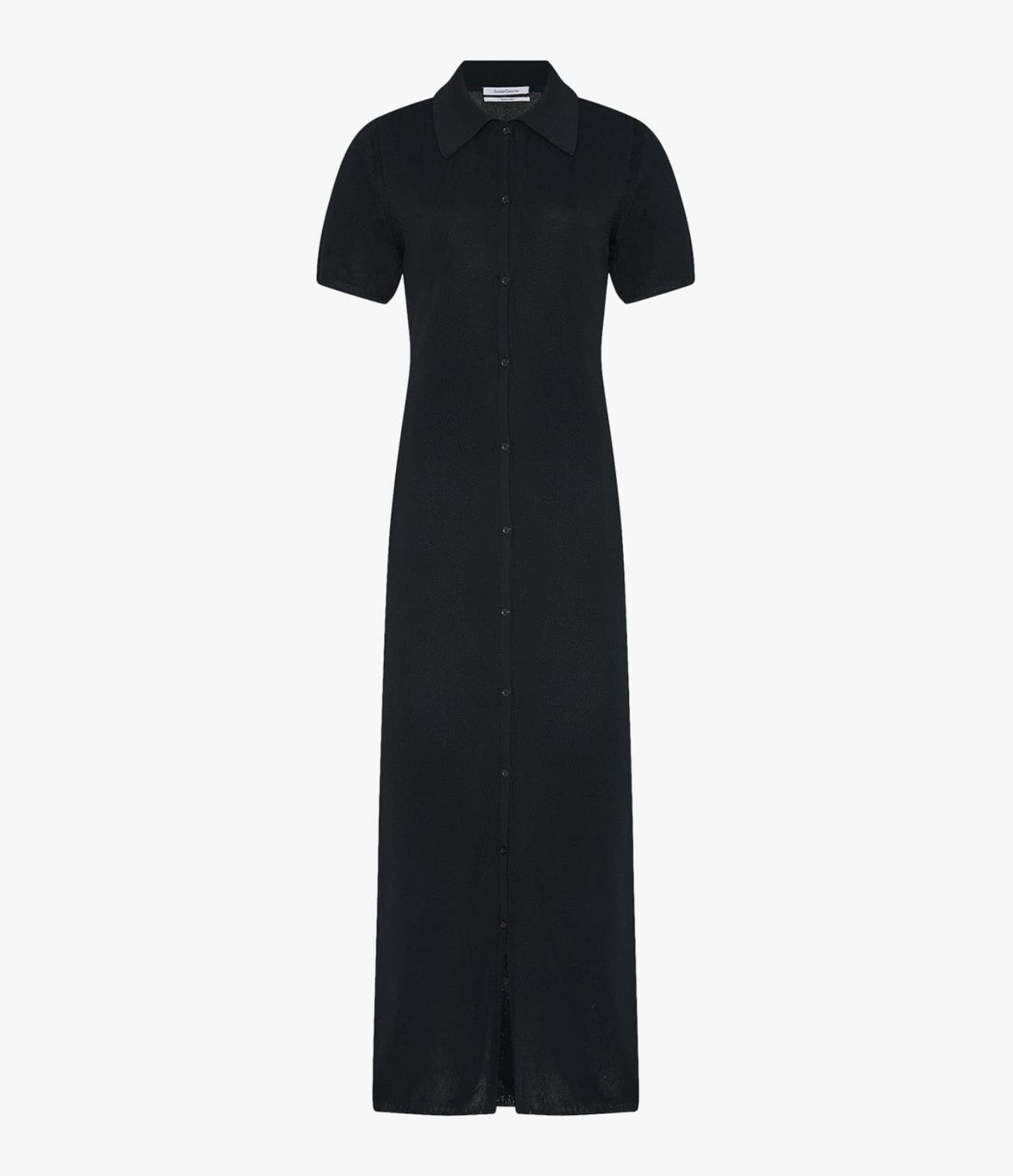 Another Tomorrow Pique Polo Dress in Black – Cotton Women's Dress