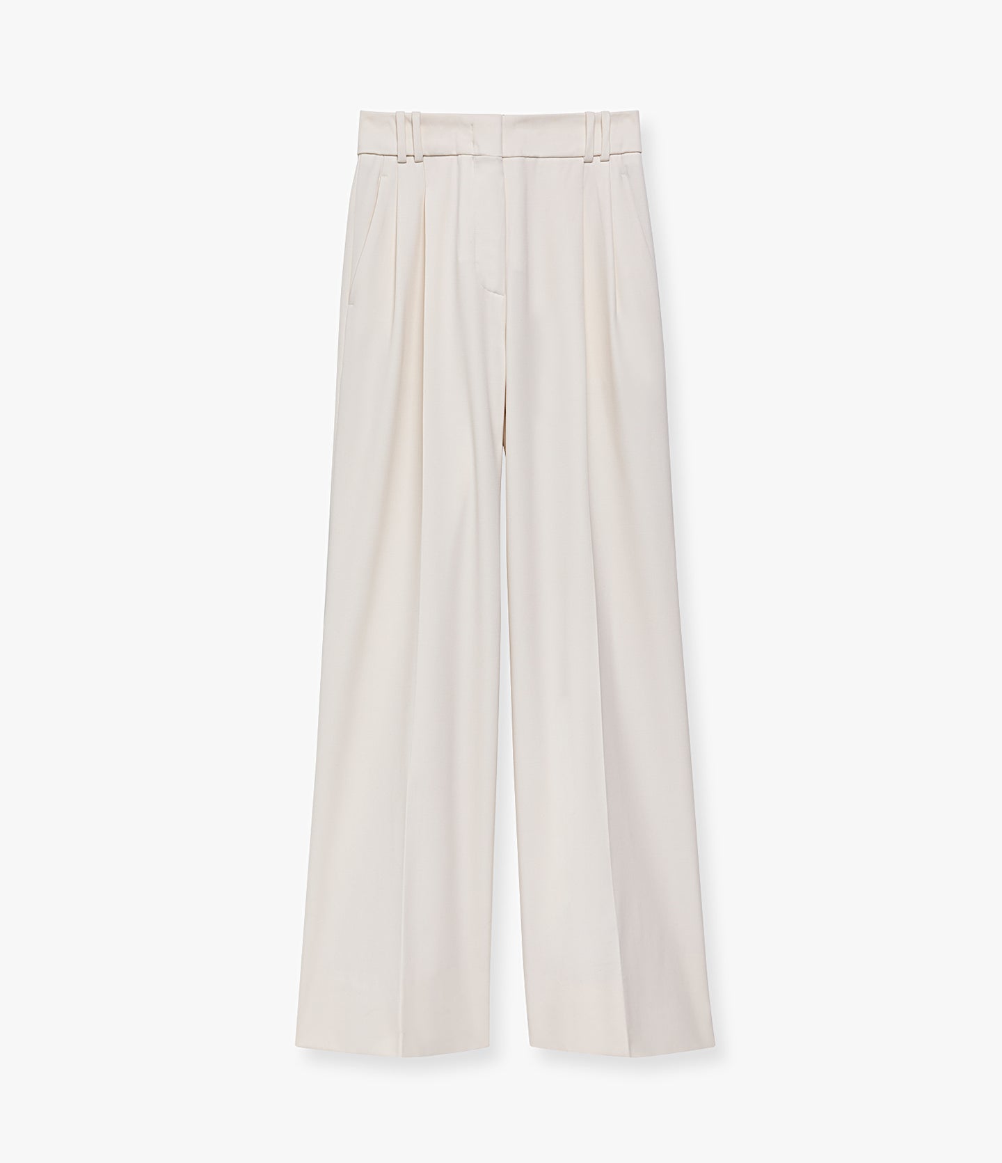 Another Tomorrow Twill Pleated Trouser in Vanilla – Wool Women's Trousers