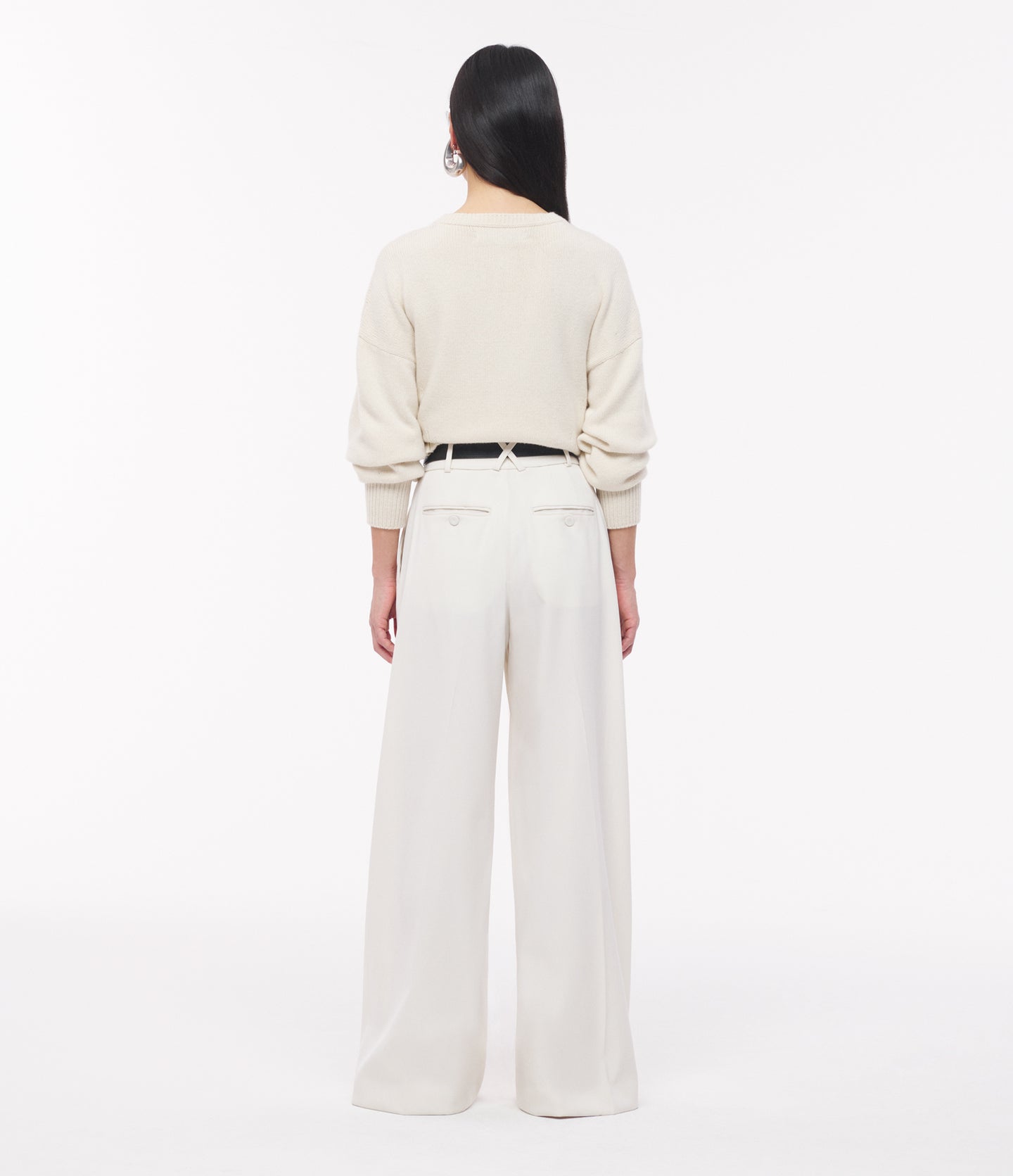 Another Tomorrow Twill Pleated Trouser in Vanilla – Wool Women's Trousers