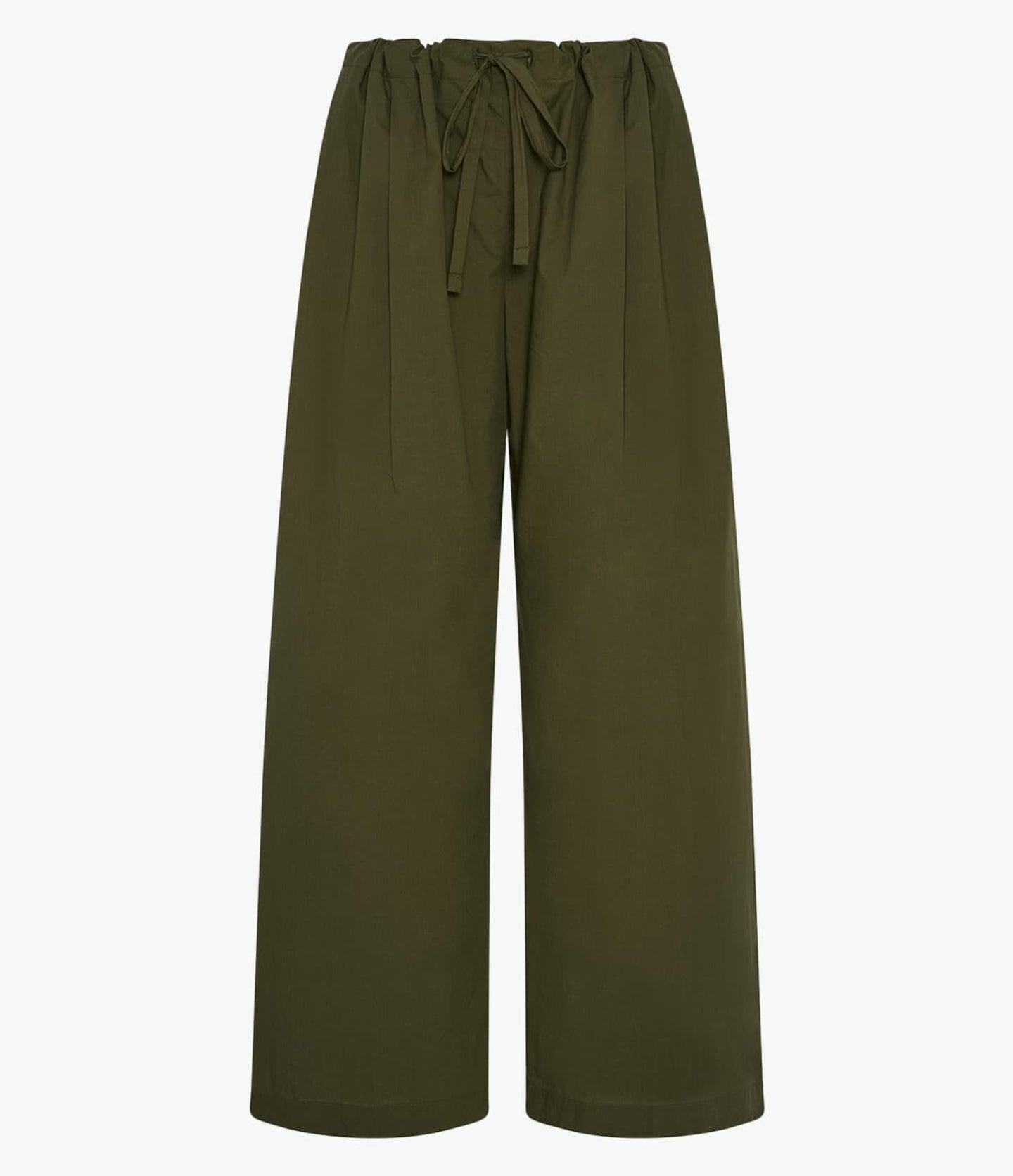 Another Tomorrow Poplin Drawcord Pant in Kelp – Cotton Women's Trousers