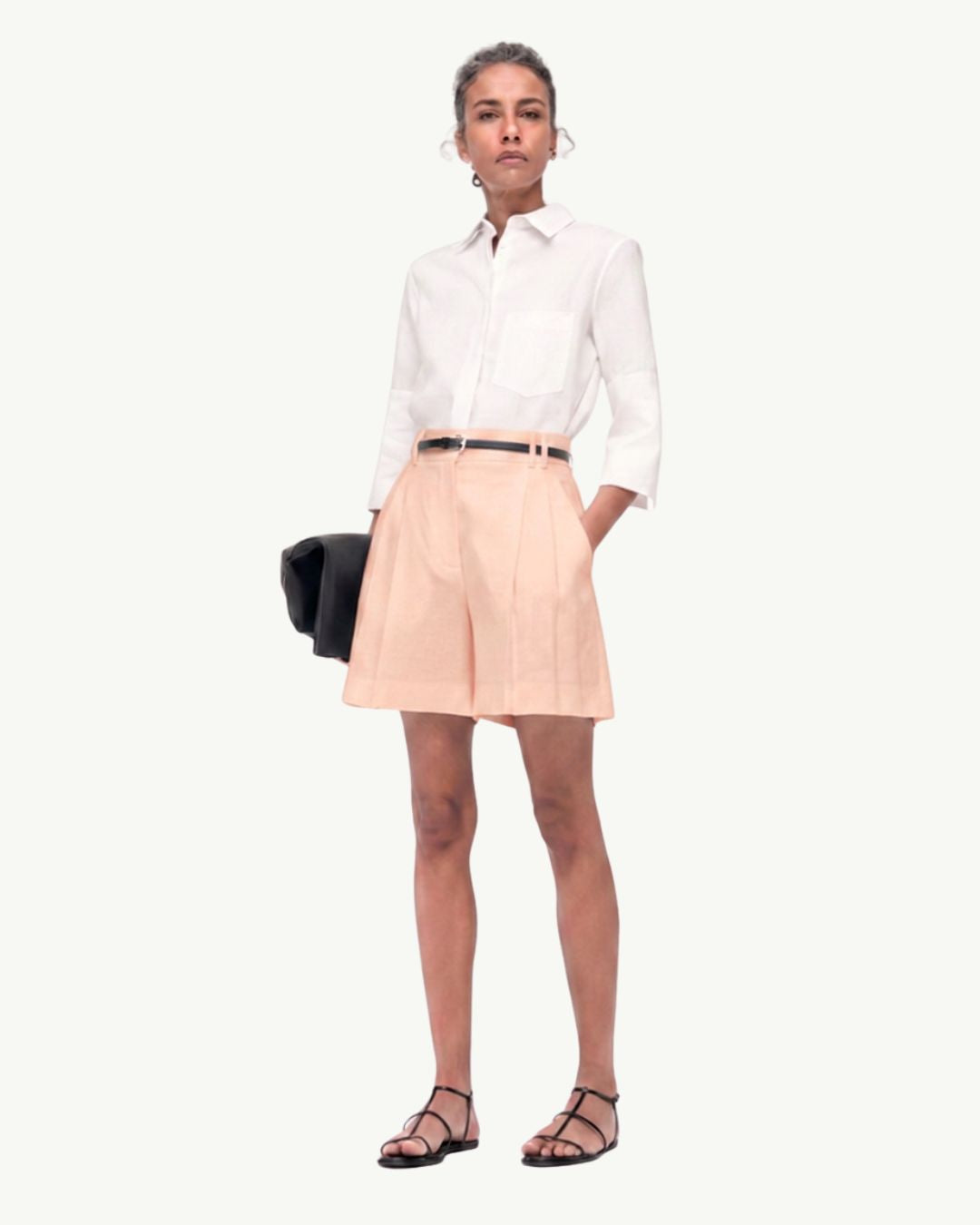 Linen Pleated Short | Quartz