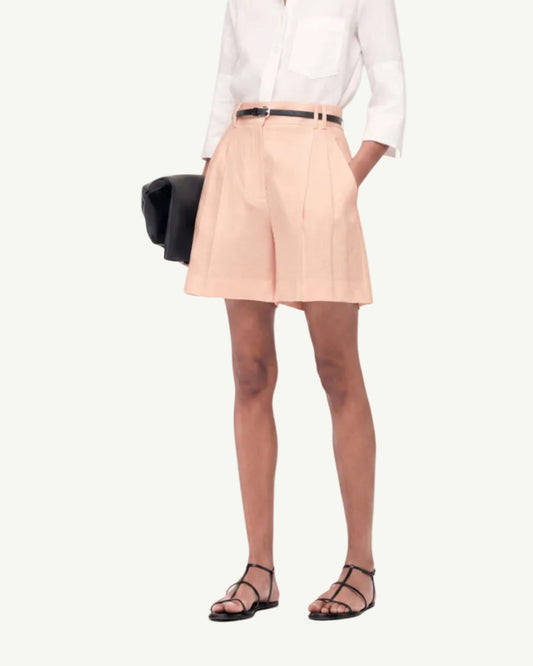 Linen Pleated Short | Quartz