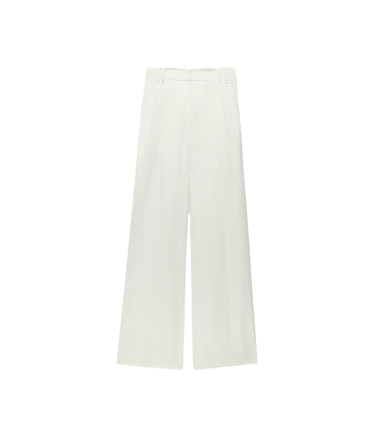 Another Tomorrow Pleated Trouser in White – Linen Women's Trousers