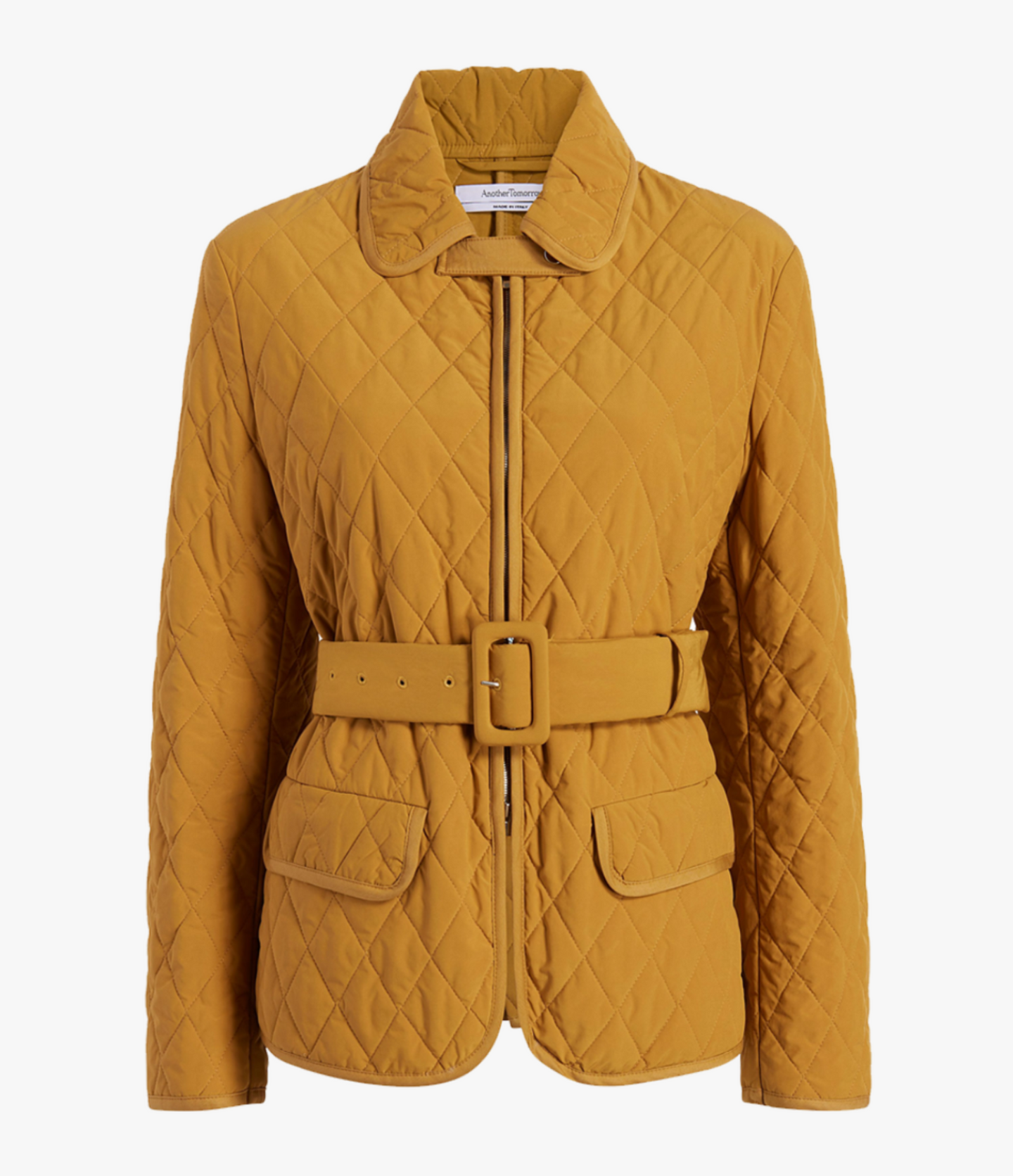 Another Tomorrow Quilted Belted Jacket in Goldenrod – Cotton Women's Jacket