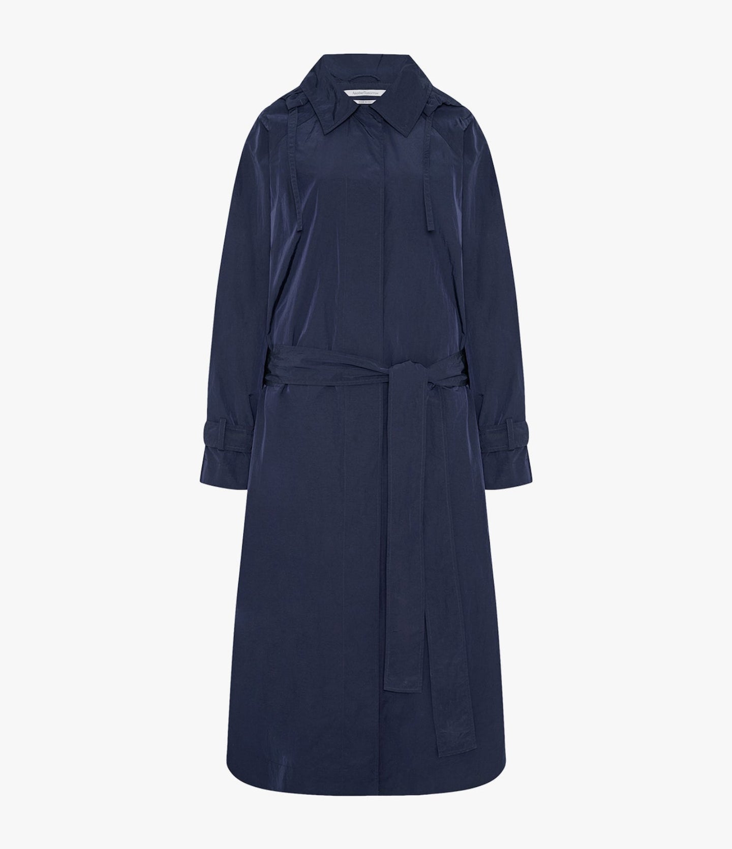 Another Tomorrow Recycled Nylon Trench in Navy – Nylon Women's Outerwear