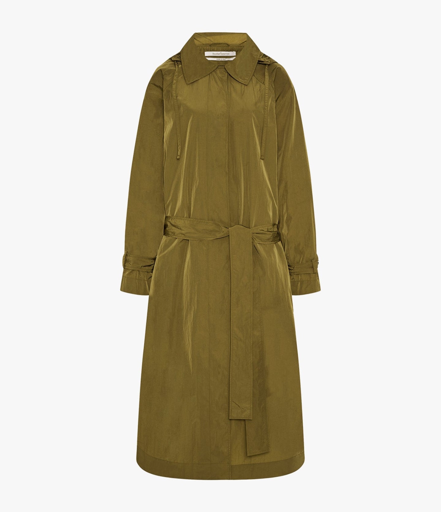 Another Tomorrow Recycled Nylon Trench in Olive – Nylon Women's Outerwear