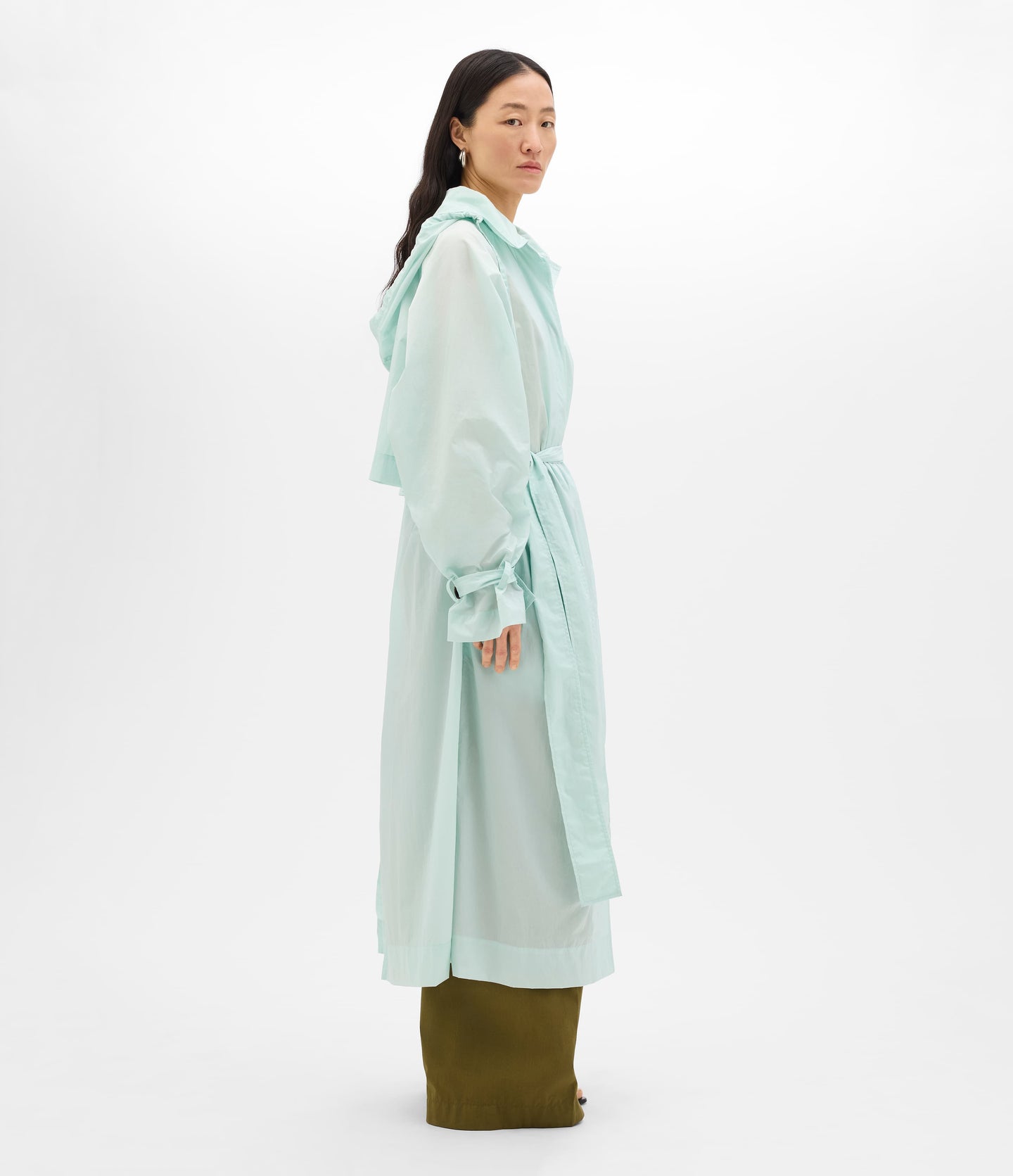 Recycled Nylon Trench | Aquamarine
