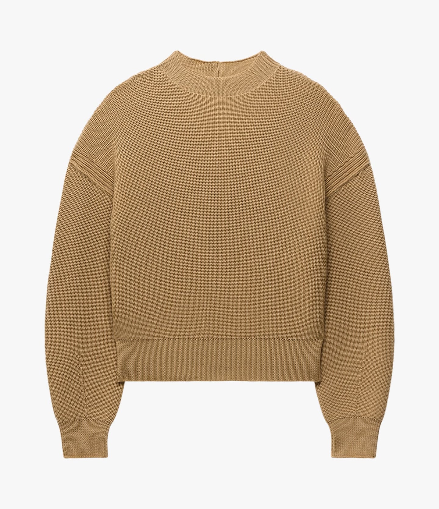 Another Tomorrow Rib Crewneck in Camel – Wool Women's Knitwear