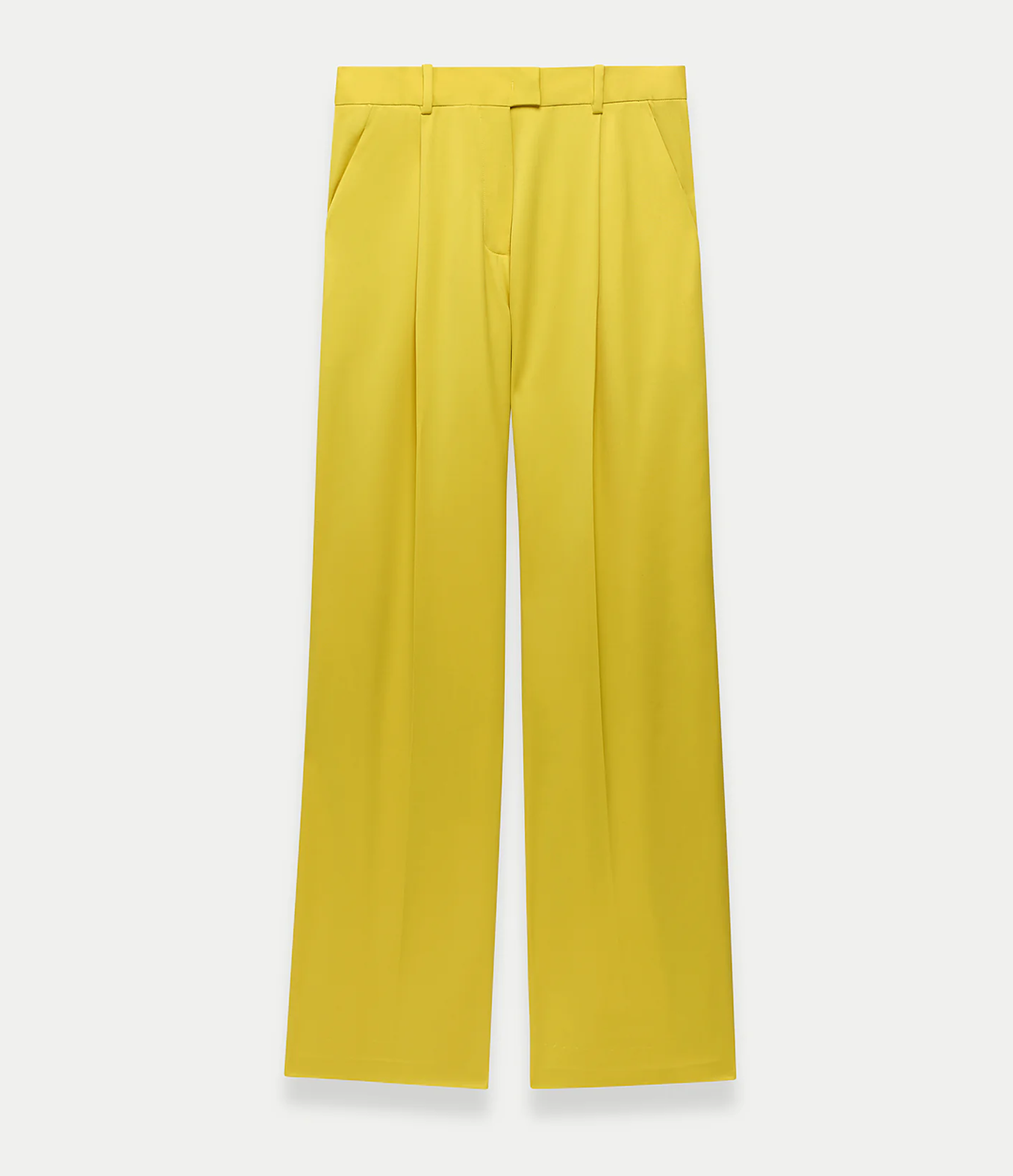 Another Tomorrow Relaxed Wide Leg Pant in Bright Chartreuse – Wool Women's Trousers