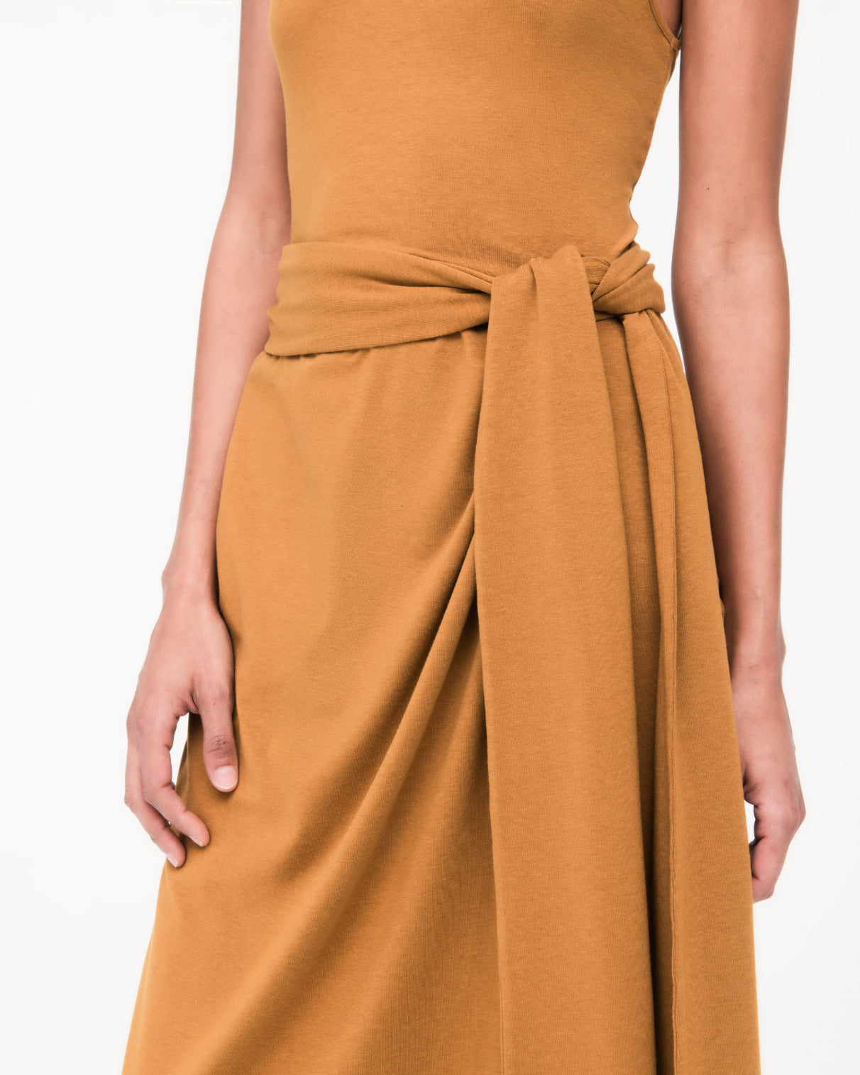 Another Tomorrow Sarong Tie Dress in Tapenade – Cotton Women's Dress