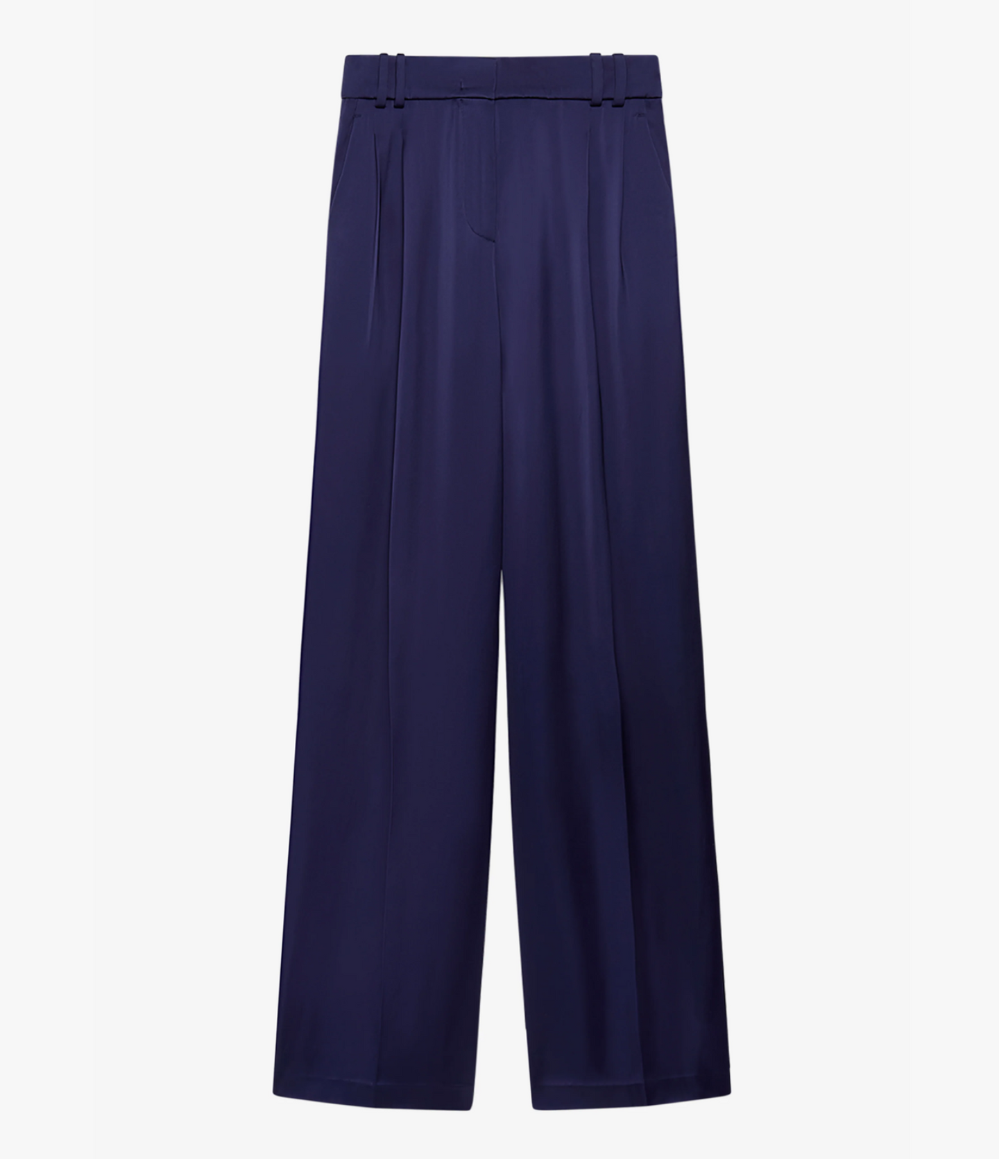 Another Tomorrow Satin Pleated Trouser in Indigo – Satin Women's Trousers