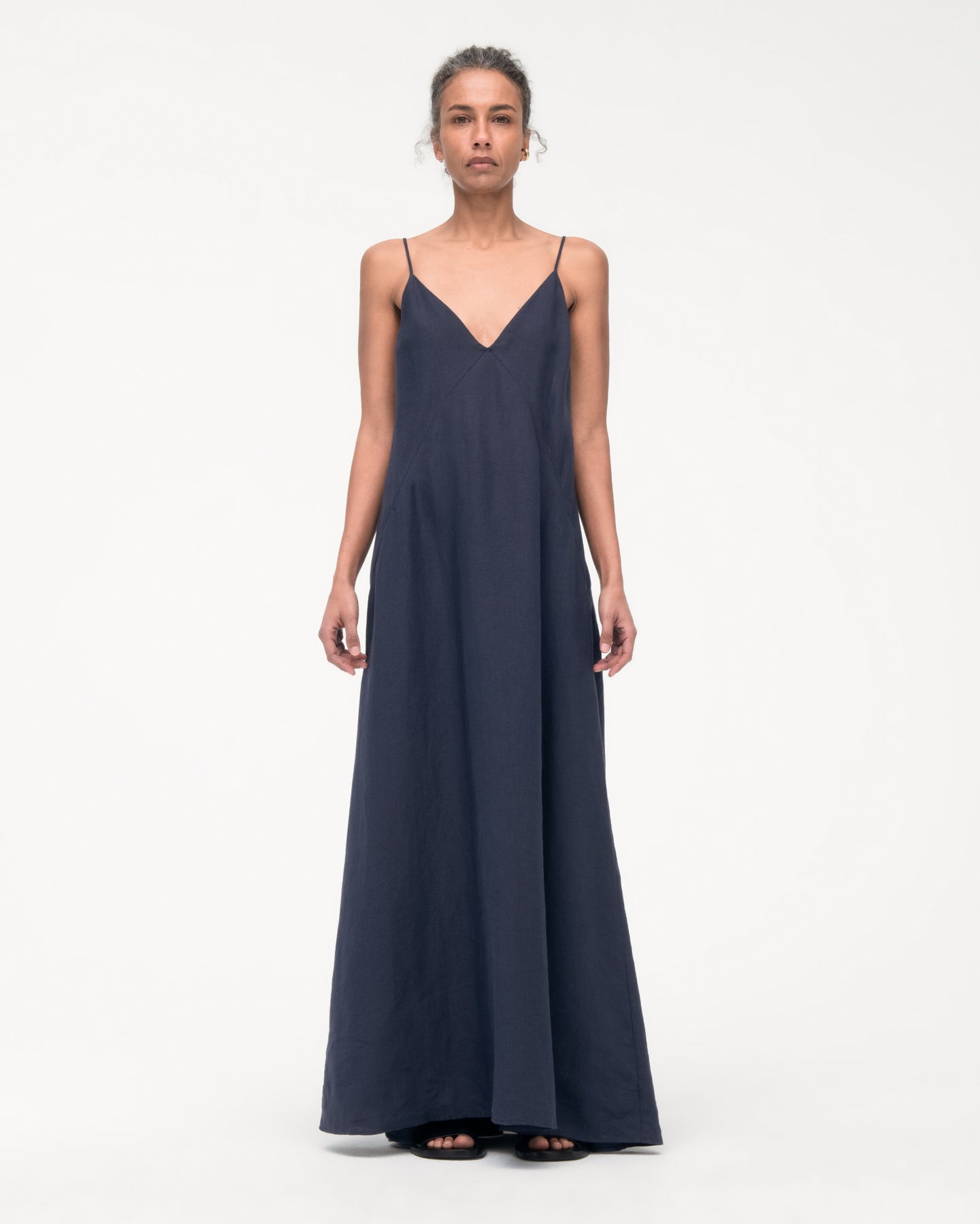Seamed Slip Dress | Navy in navy