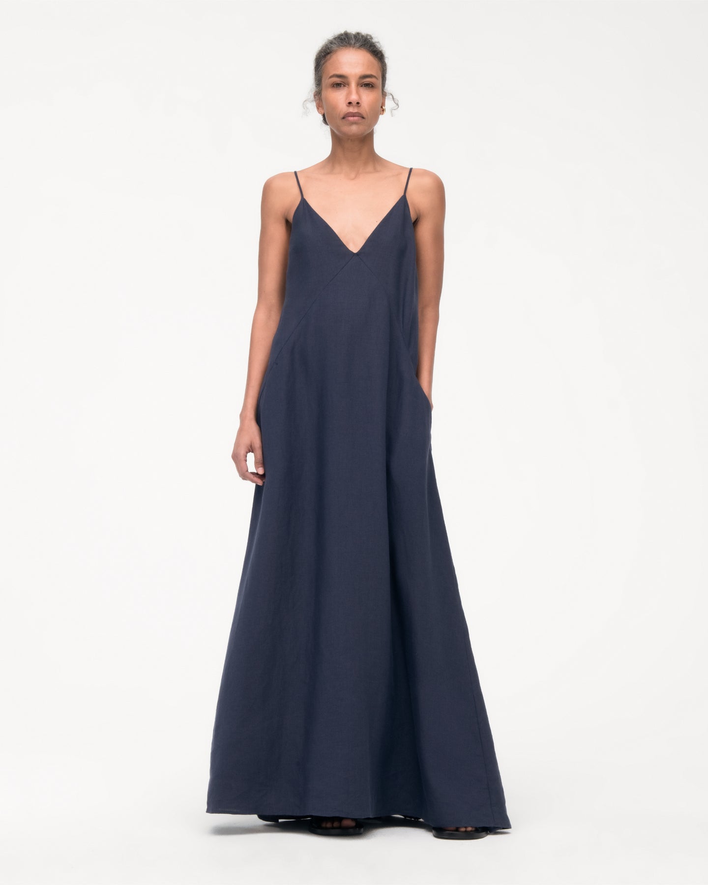 Seamed Slip Dress | Navy in navy