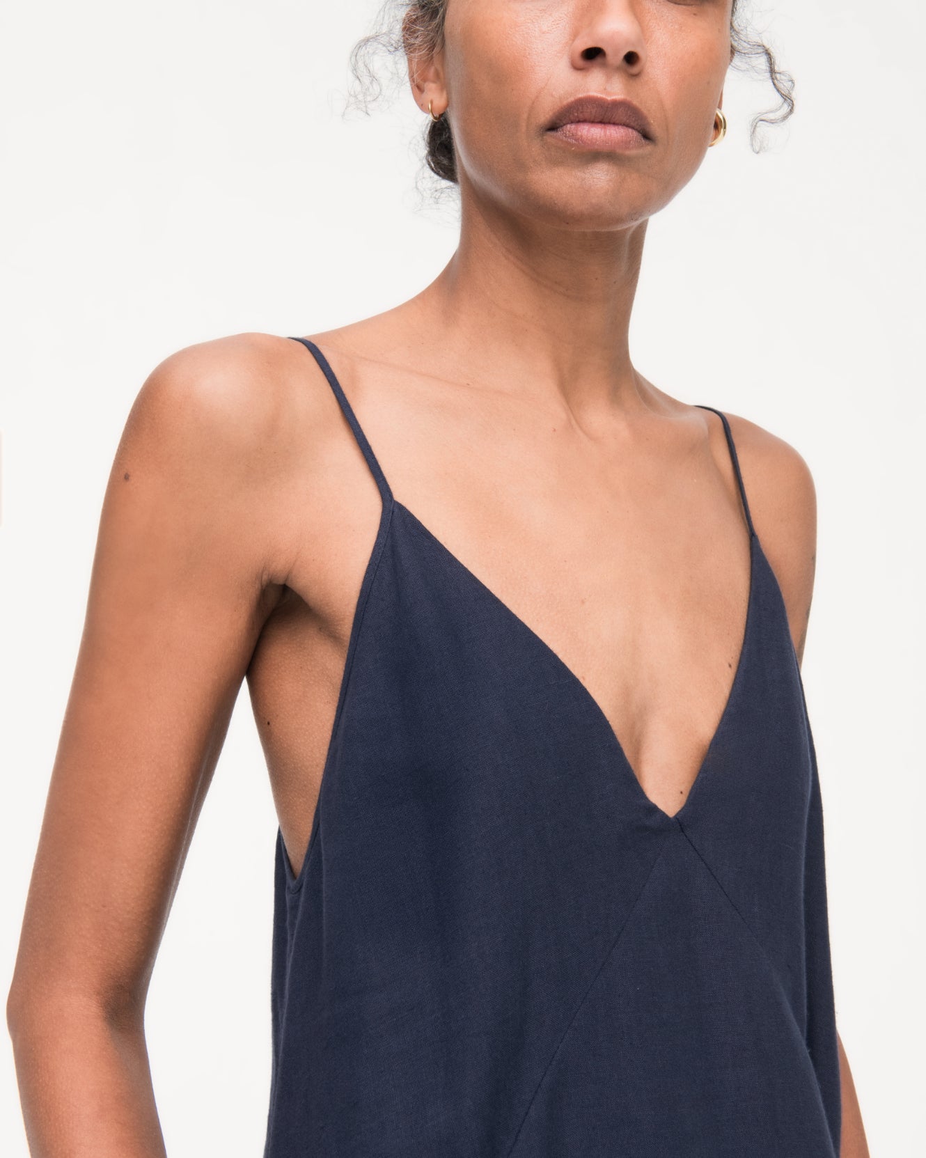 Seamed Slip Dress | Navy in navy