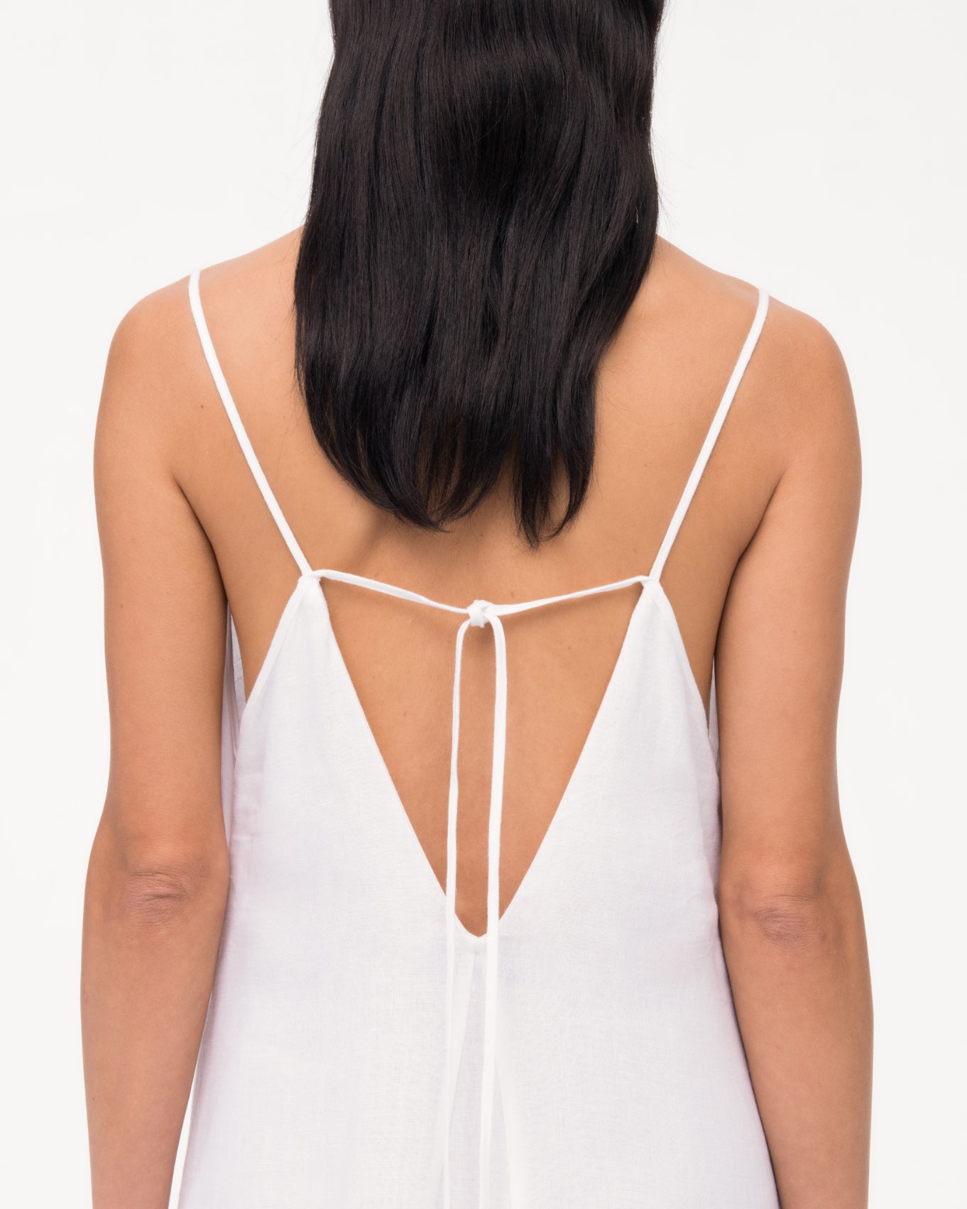 Another Tomorrow Seamed Slip Dress in White – Linen Women's Dress