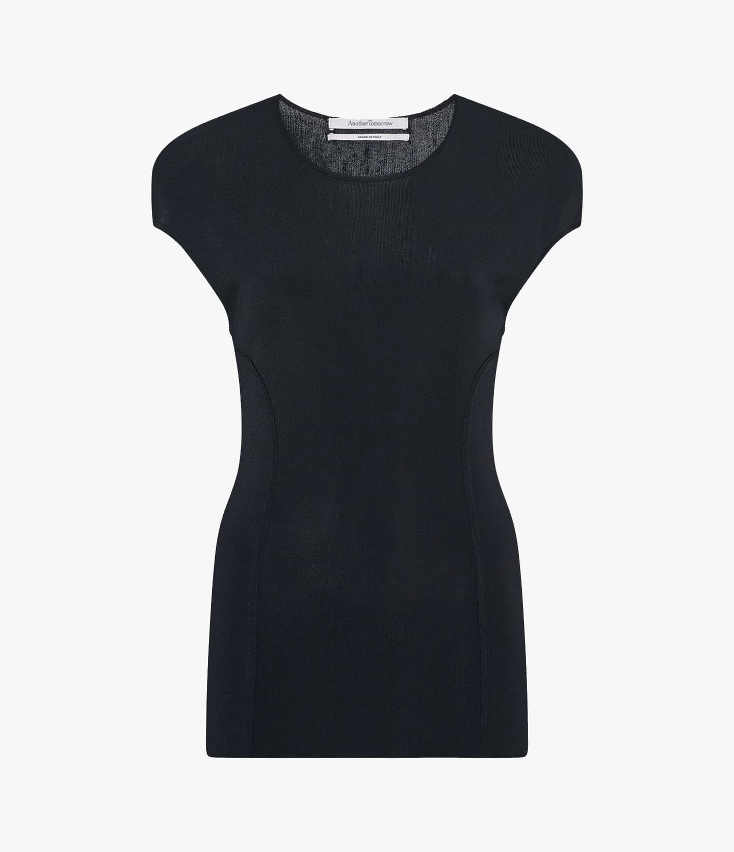Another Tomorrow Seamed Fitted Top in Black – Viscose Women's Top
