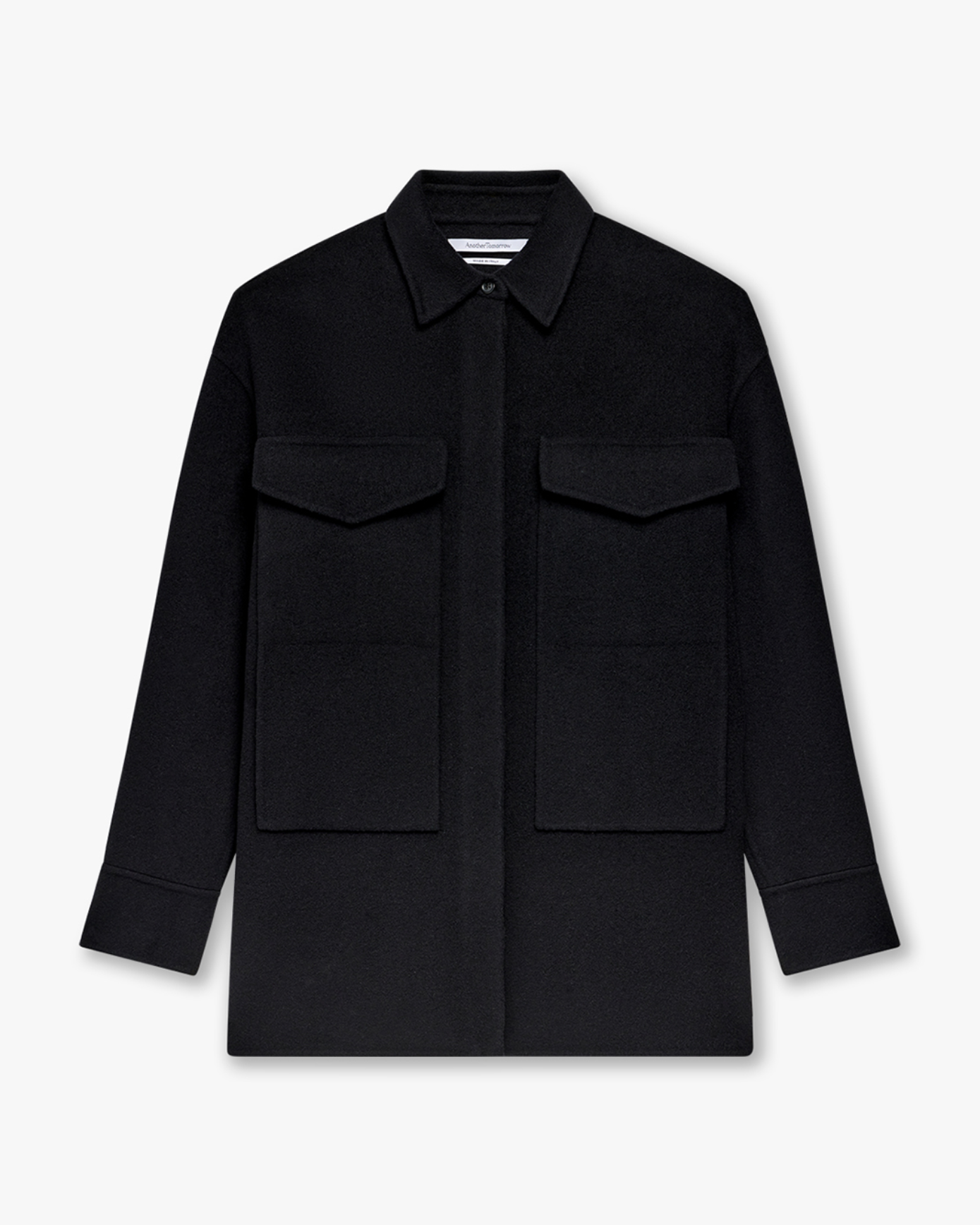 Another Tomorrow Double Face Shacket in Black – Wool Women's Outerwear