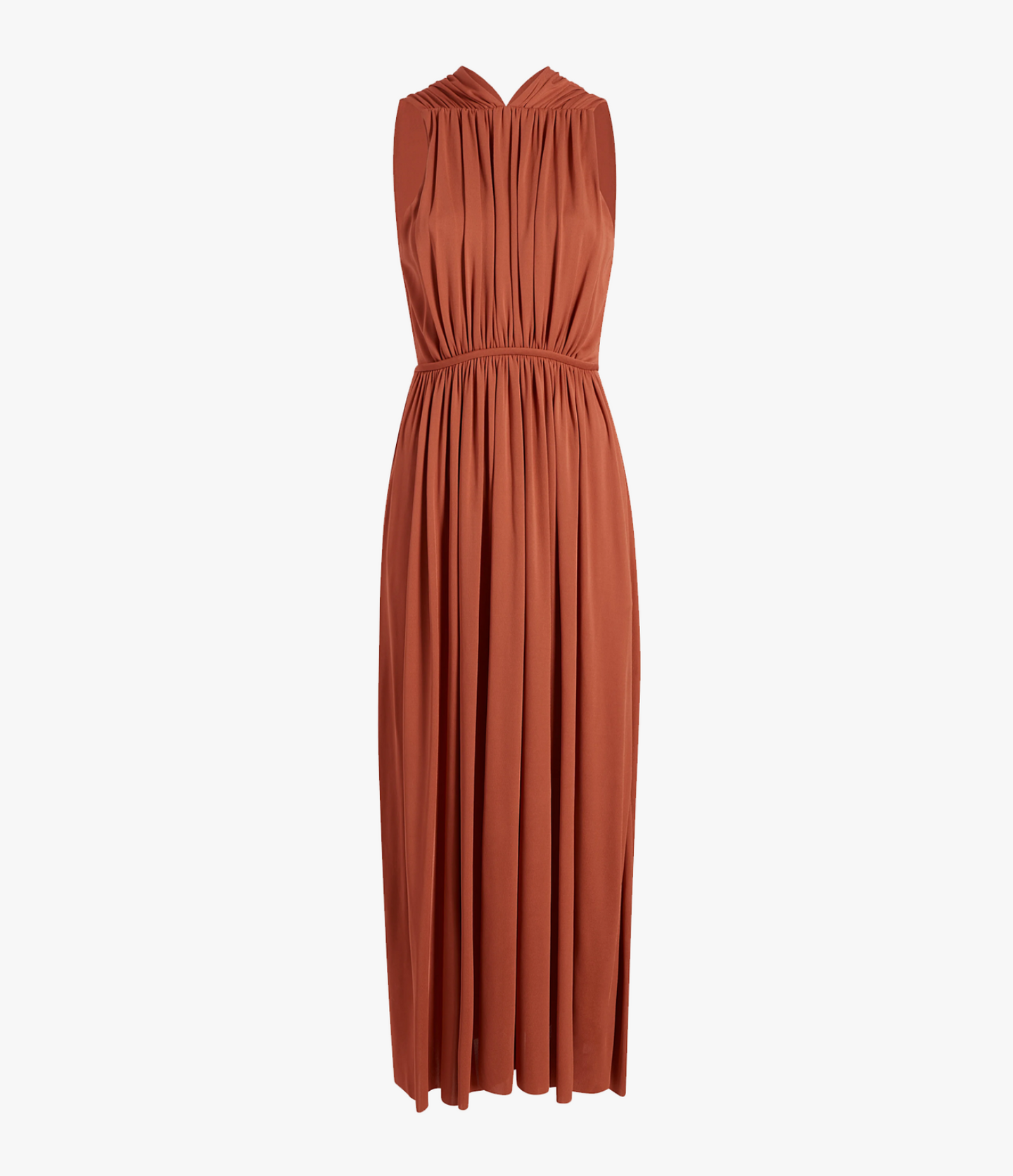 Another Tomorrow Shirred Midi Dress in Sienna Red – Viscose Women's Dress