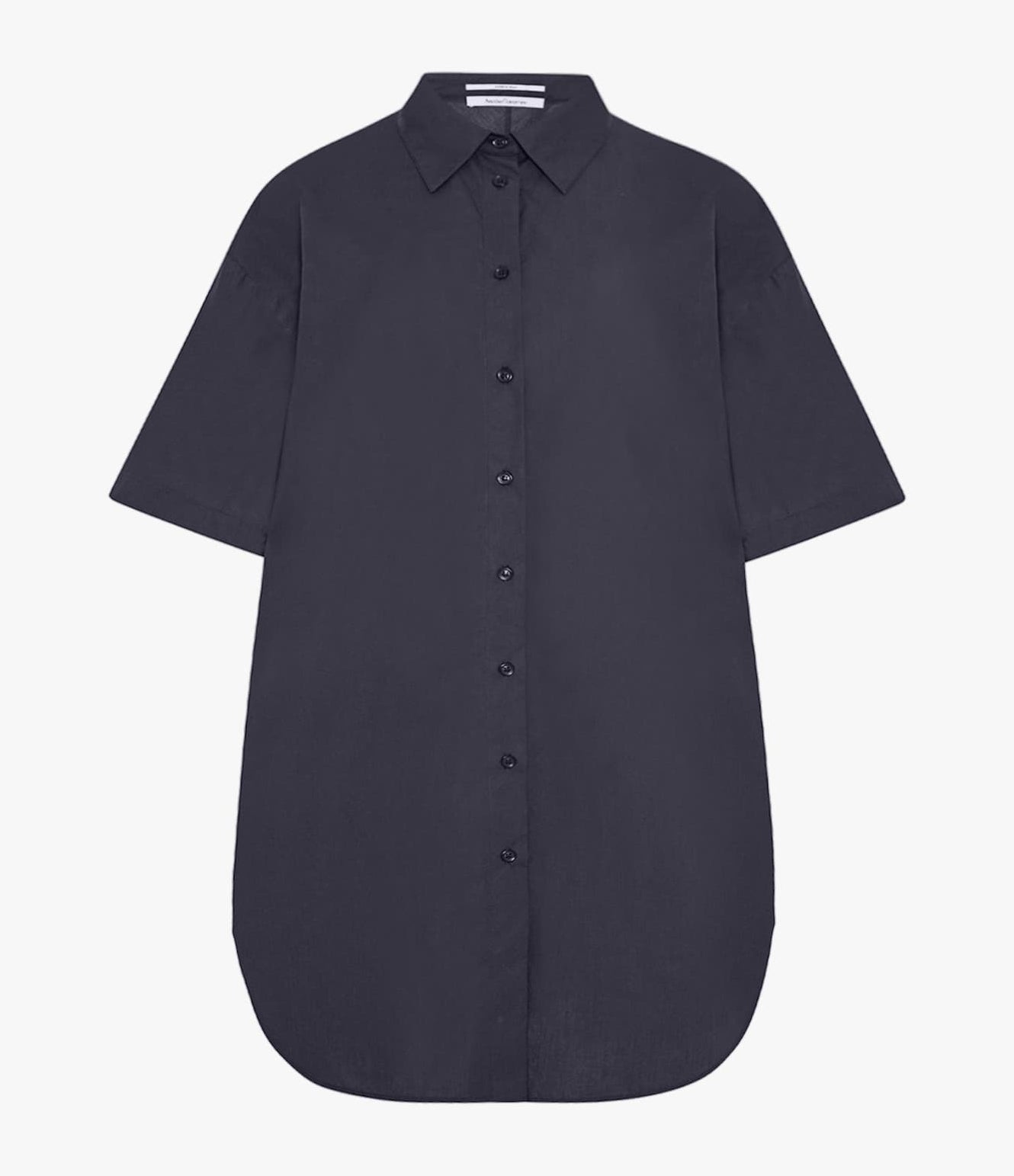Another Tomorrow Short Shirt Dress in Midnight – Cotton Women's Trousers