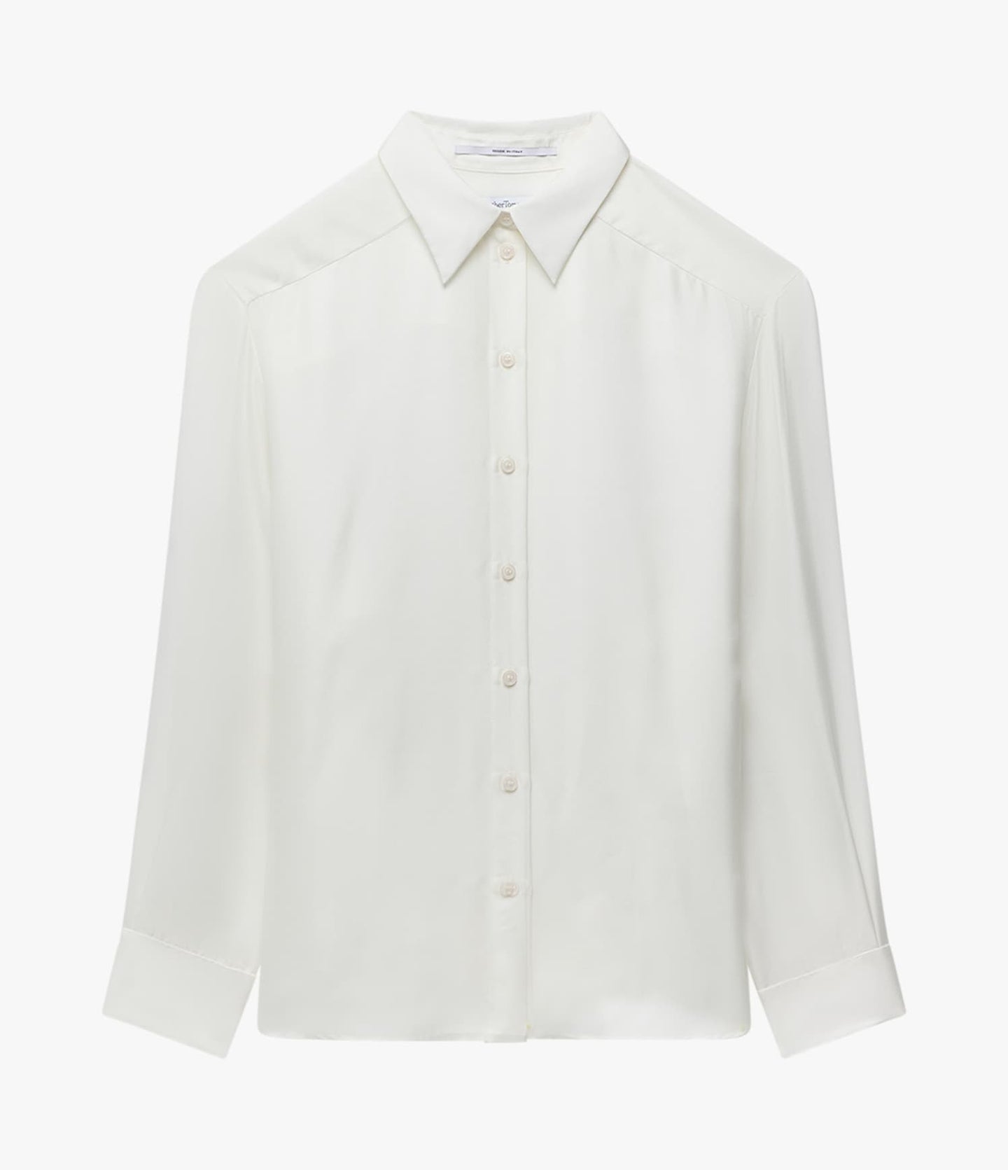 Another Tomorrow Silk Pleat Back Shirt in Off White – Silk Women's Top