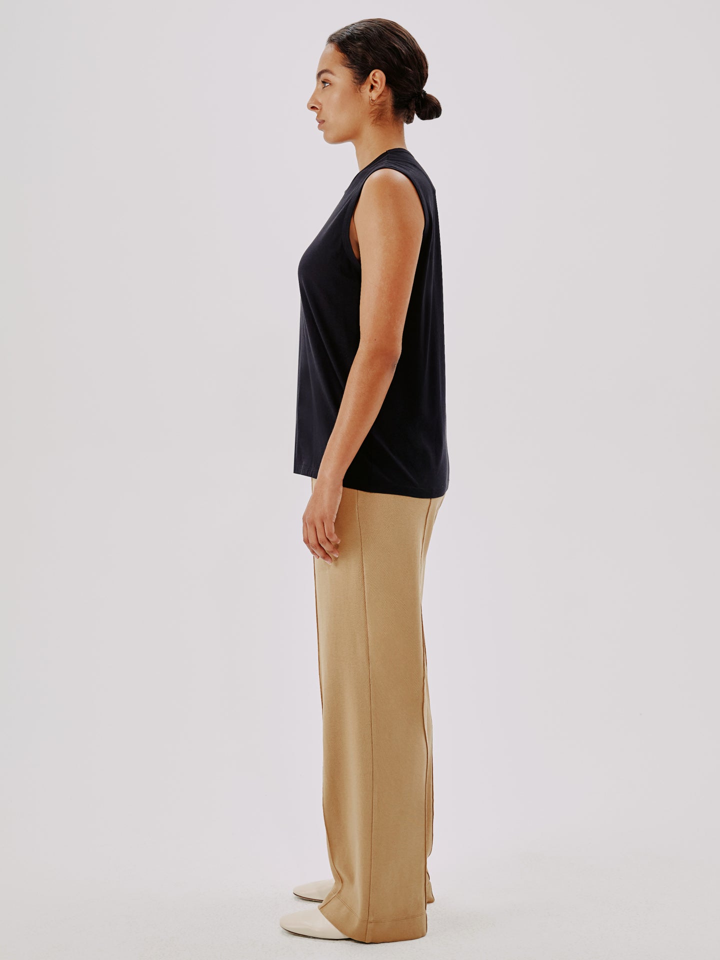 Another Tomorrow Sleeveless Tee in Black – Cotton Women's Top