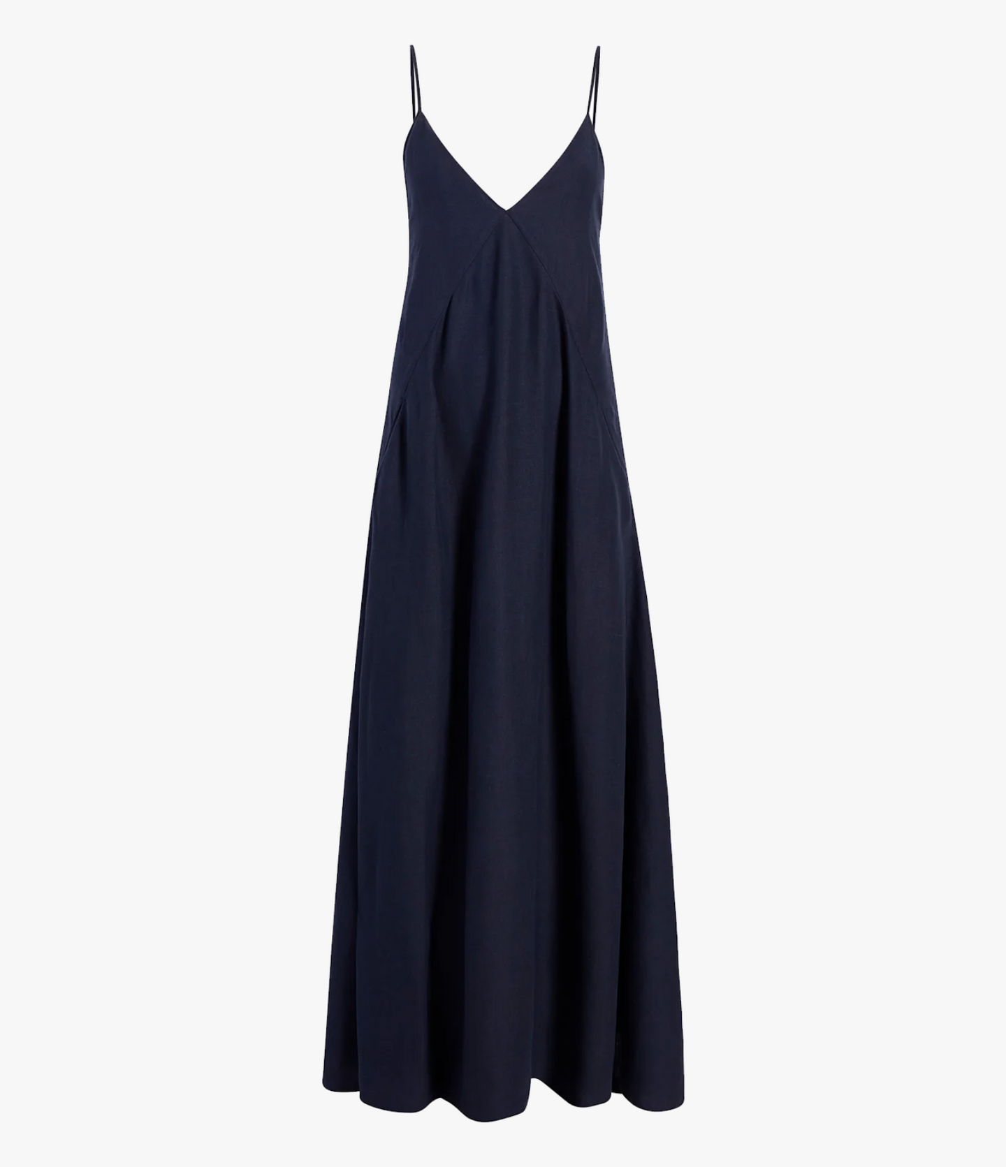 Another Tomorrow Seamed Slip Dress in Navy – Linen Women's Dress
