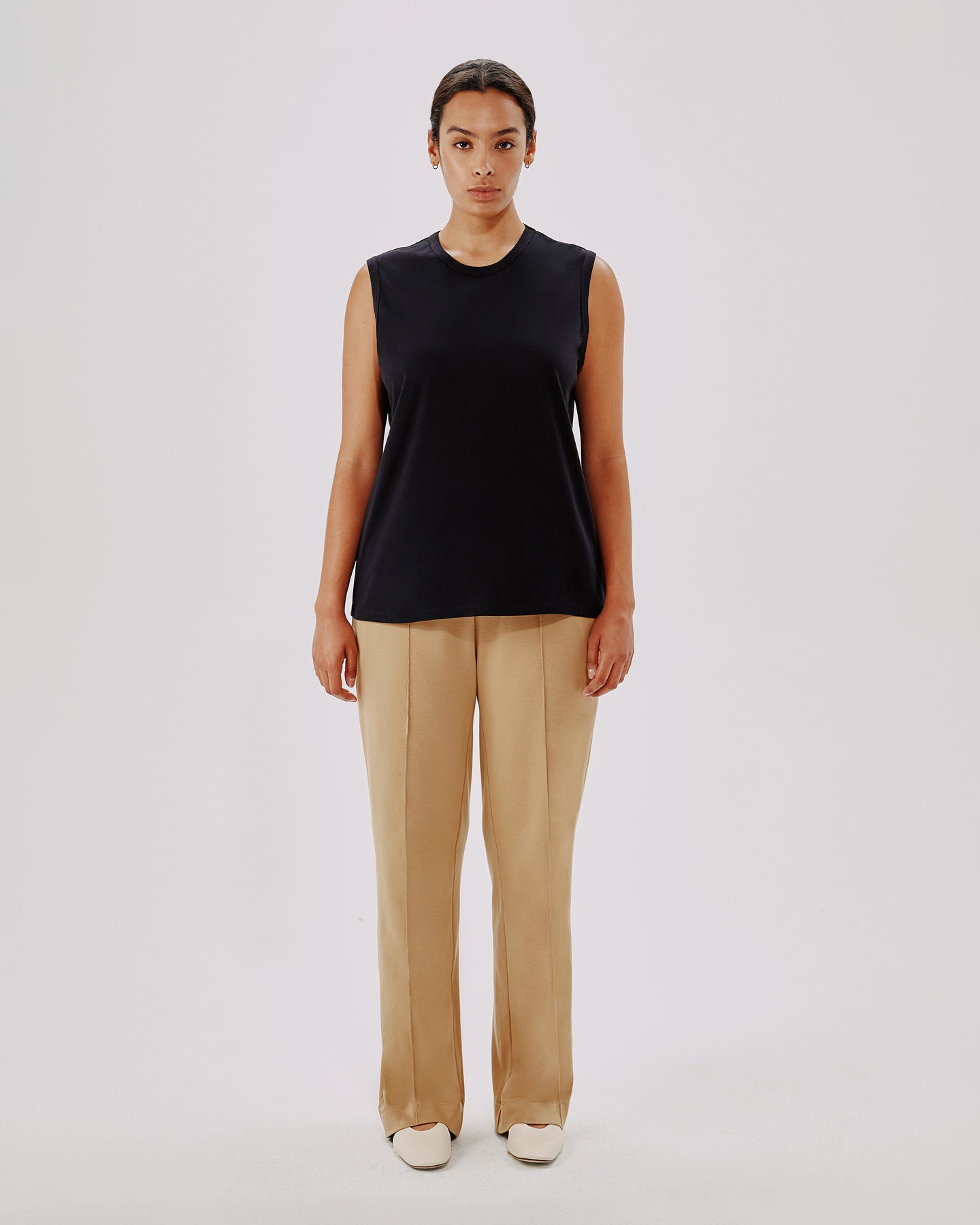 Another Tomorrow Sleeveless Tee in Black – Cotton Women's Top
