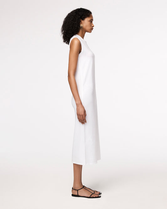 Another Tomorrow Sleeveless Tee Dress in White – Cotton Women's Dress