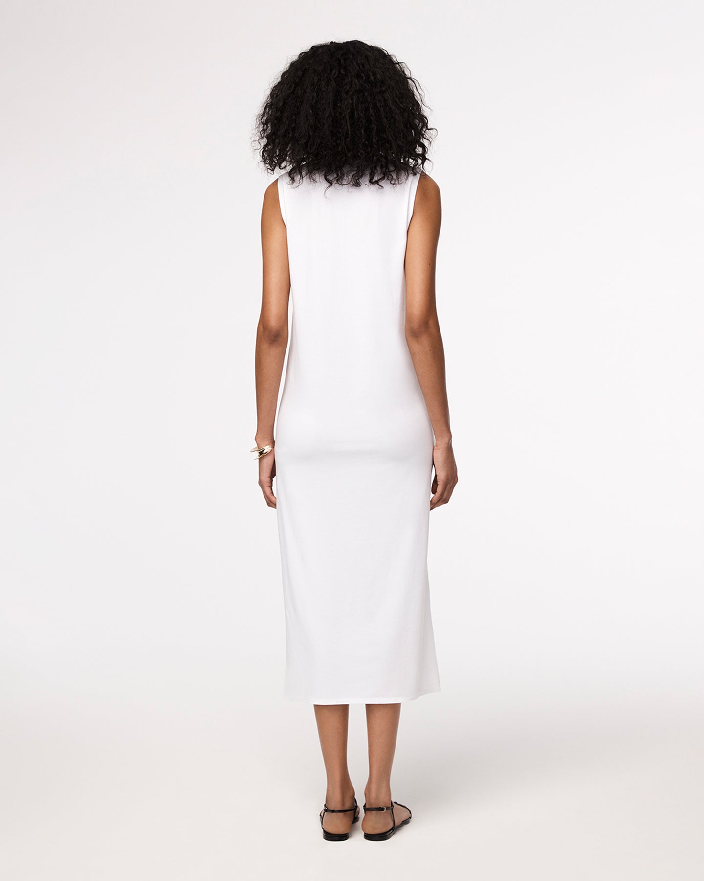 Another Tomorrow Sleeveless Tee Dress in White – Cotton Women's Dress