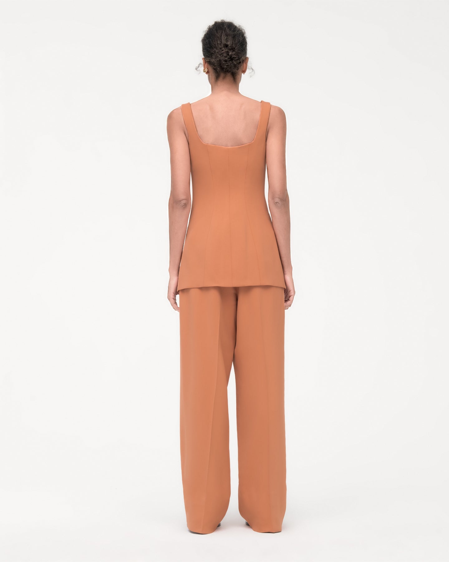 Another Tomorrow Square Neck Buttoned Top in Clay – Viscose Women's Top