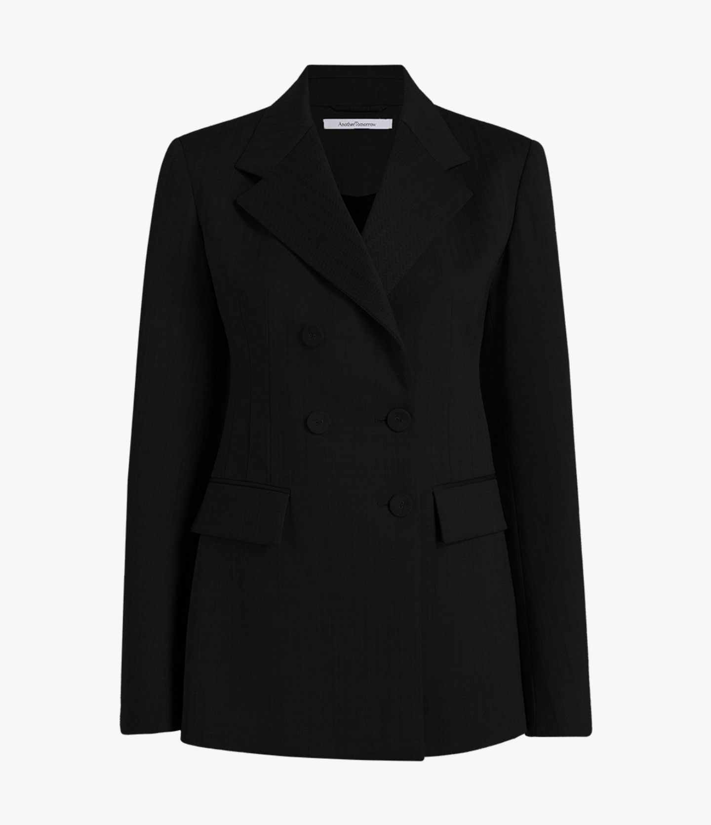 Another Tomorrow Double Breasted Structured Jacket in Black – Wool Women's Jacket